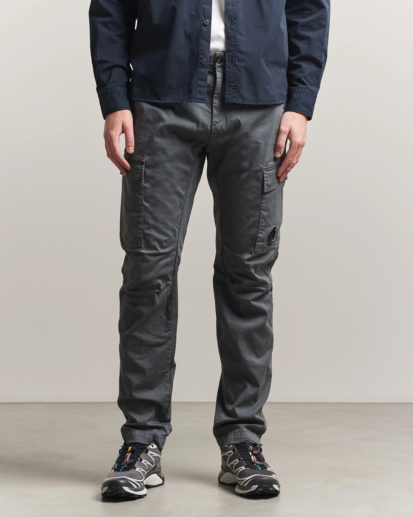 Herre | Bukser | C.P. Company | Satin Stretch Cargo Pants Dark Grey