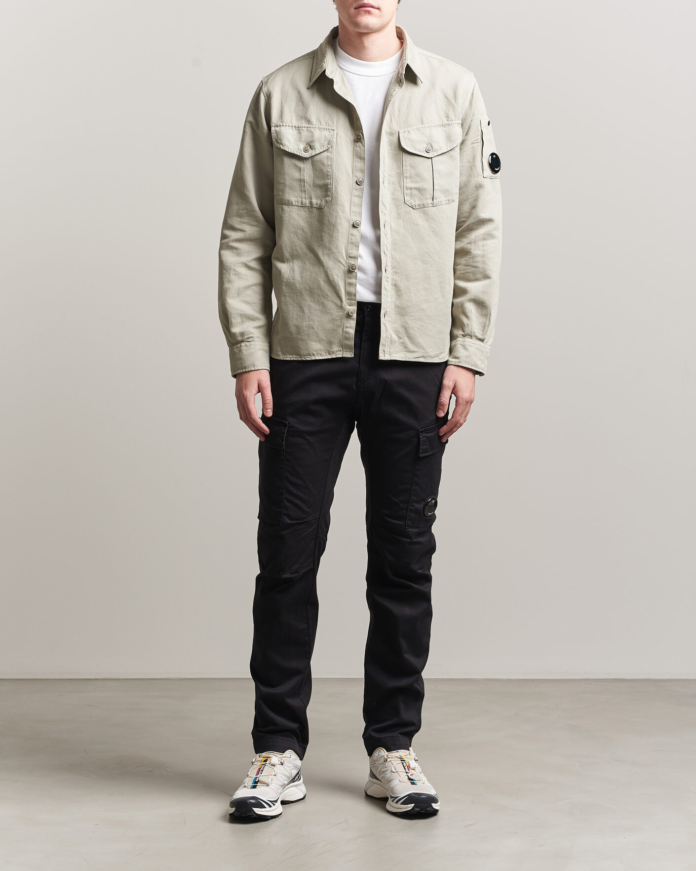 Herre | Bukser | C.P. Company | Satin Stretch Cargo Pants Black