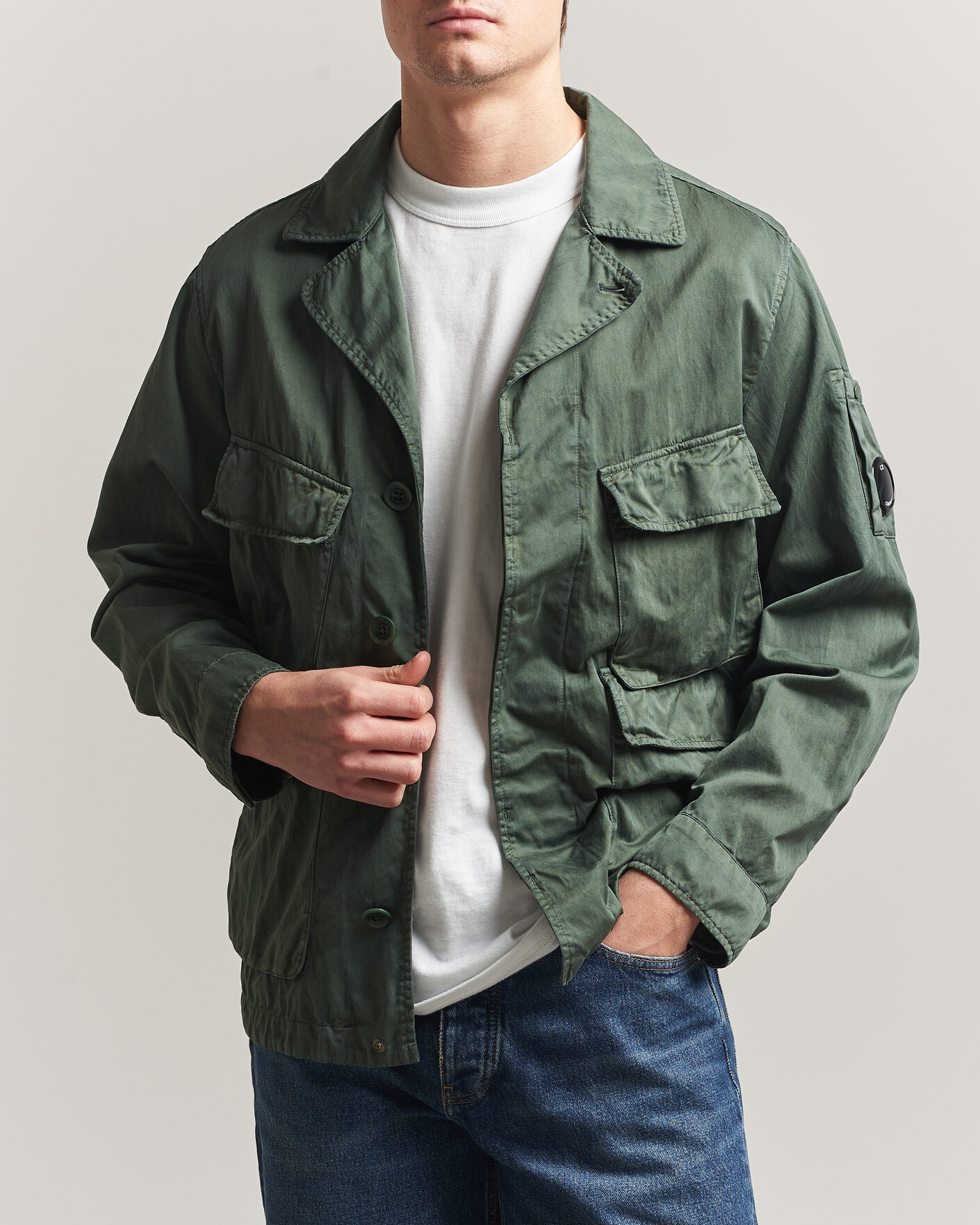Herre | Jakker | C.P. Company | Raso Cinque Cotton Nylon Jungle Jacket Dark Green