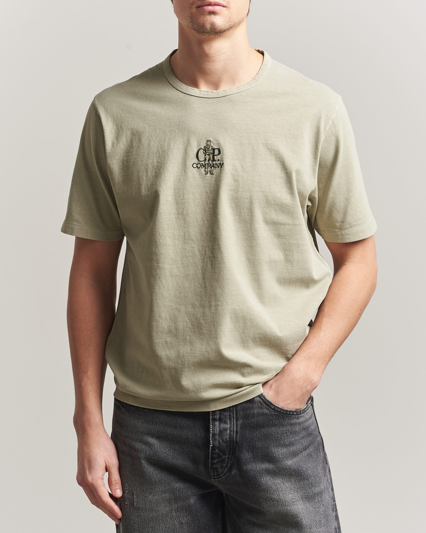 Herre | T-Shirts | C.P. Company | Back Printed Cotton T-Shirt Washed Green