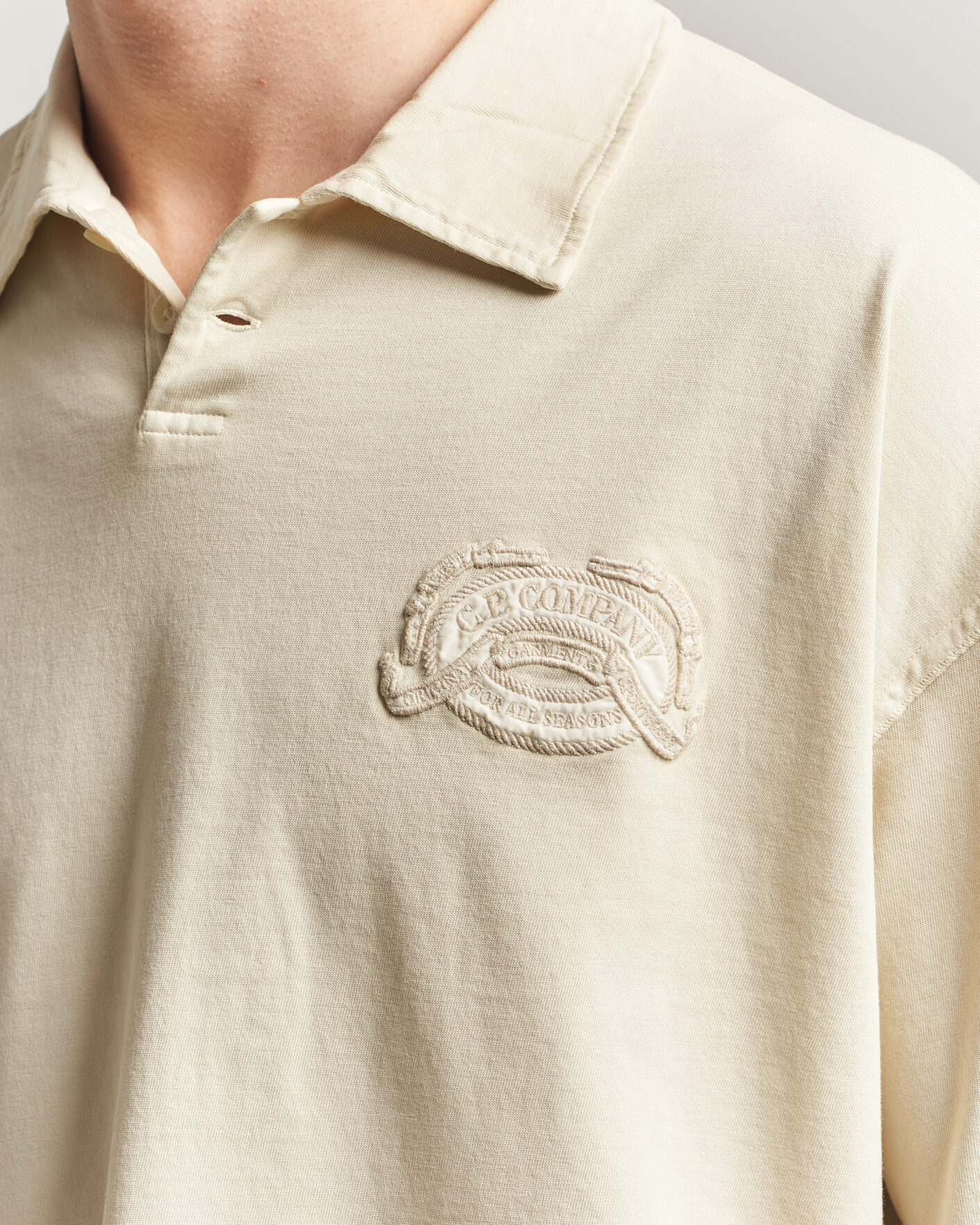 Herre | Pikéer | C.P. Company | Boxy Fit Cotton Logo Polo Cream