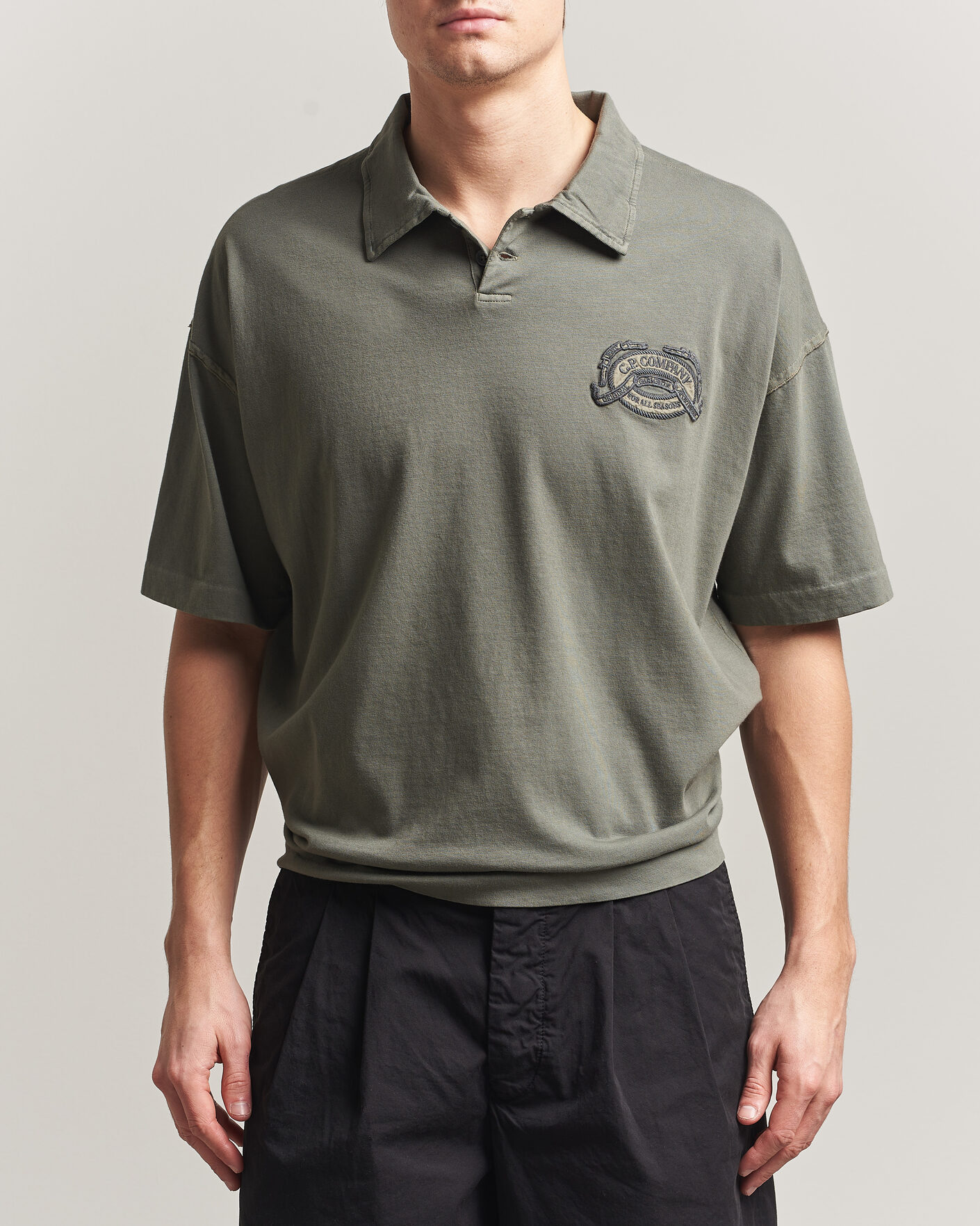 Herre | Pikéer | C.P. Company | Boxy Fit Cotton Logo Polo Dark Green