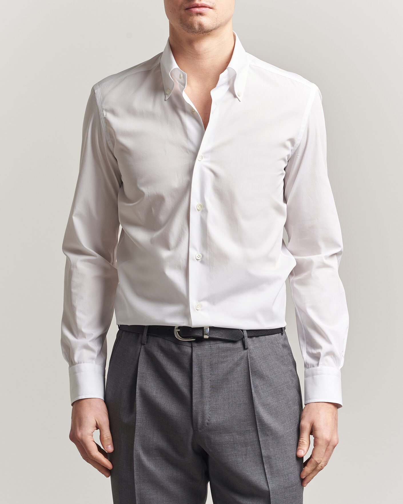 Herre | Skjorter | Mazzarelli | Soft Cotton Button Down Shirt White