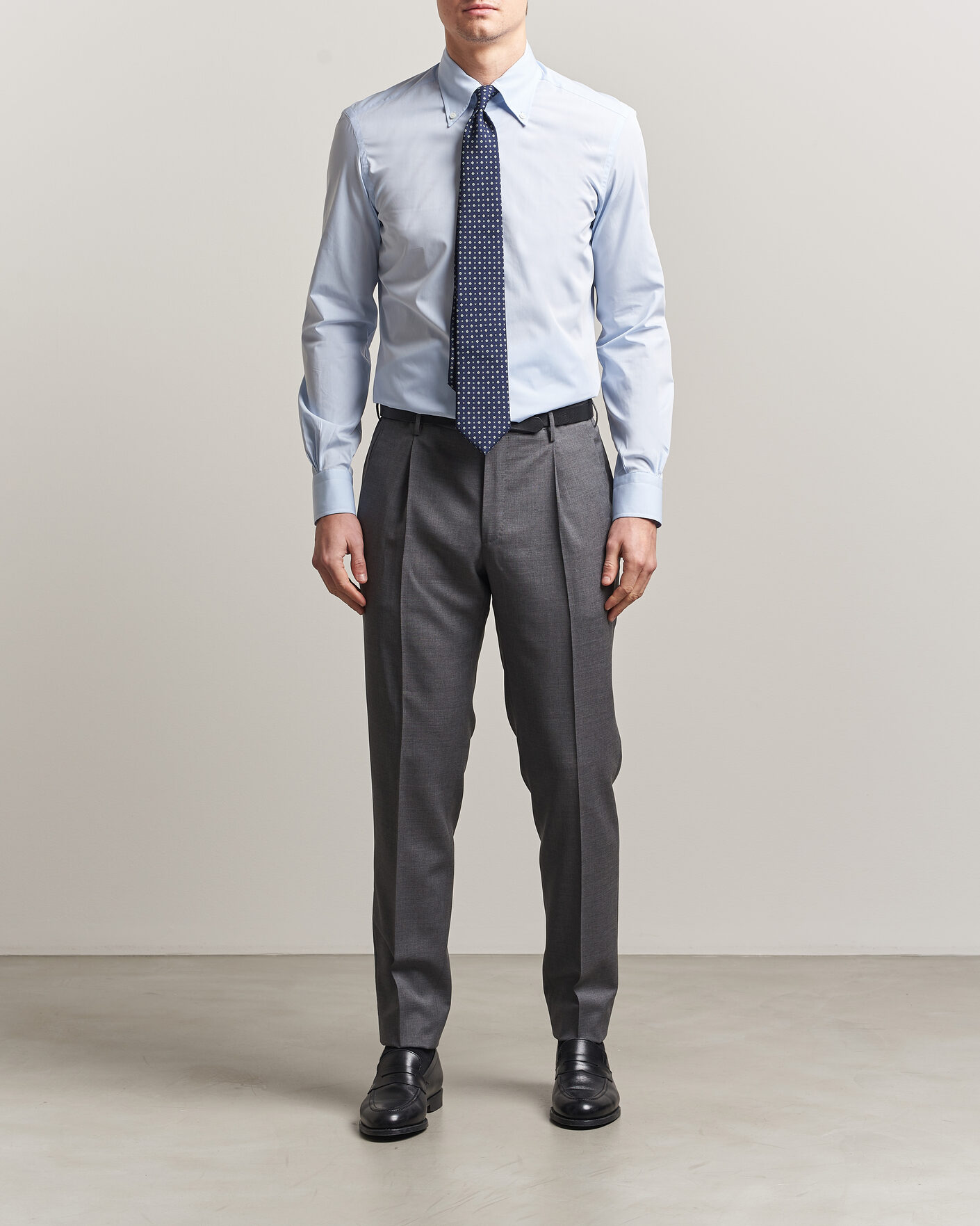 Herre | Skjorter | Mazzarelli | Soft Cotton Button Down Shirt Light Blue