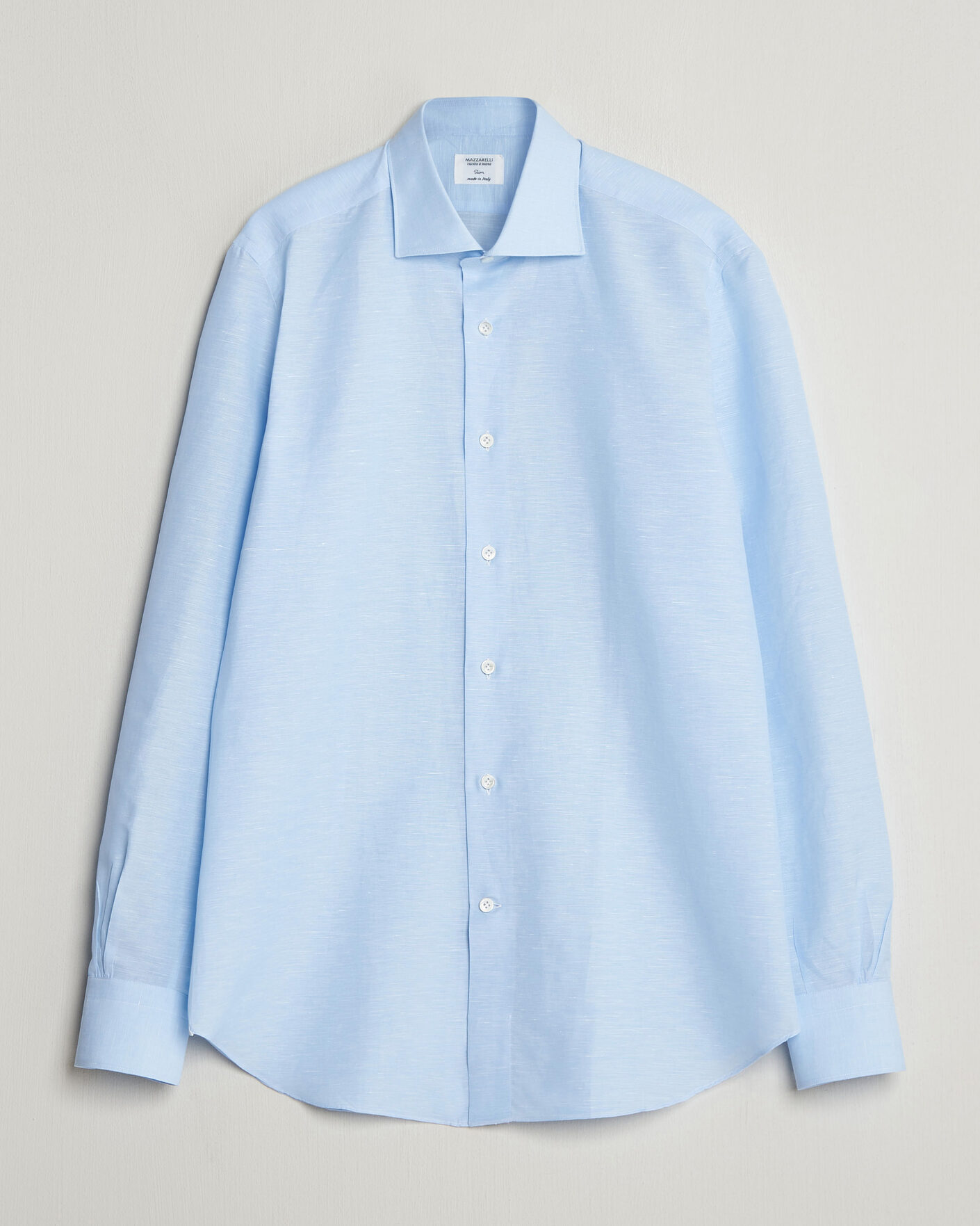 Herre | Skjorter | Mazzarelli | Soft Cotton/Linen Shirt Light Blue