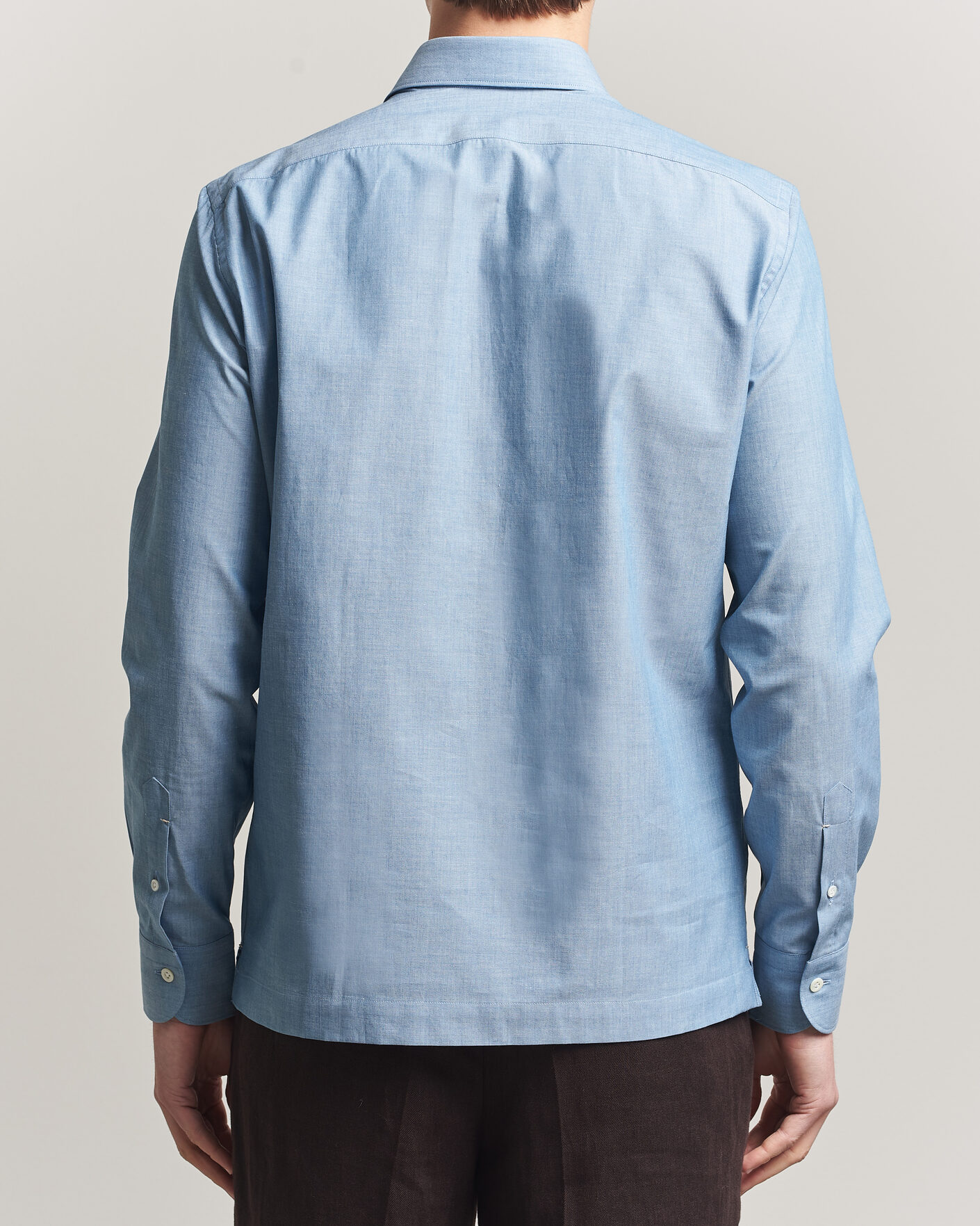 Herre | Skjorter | Mazzarelli | Soft Cotton Denim Popover Shirt Blue