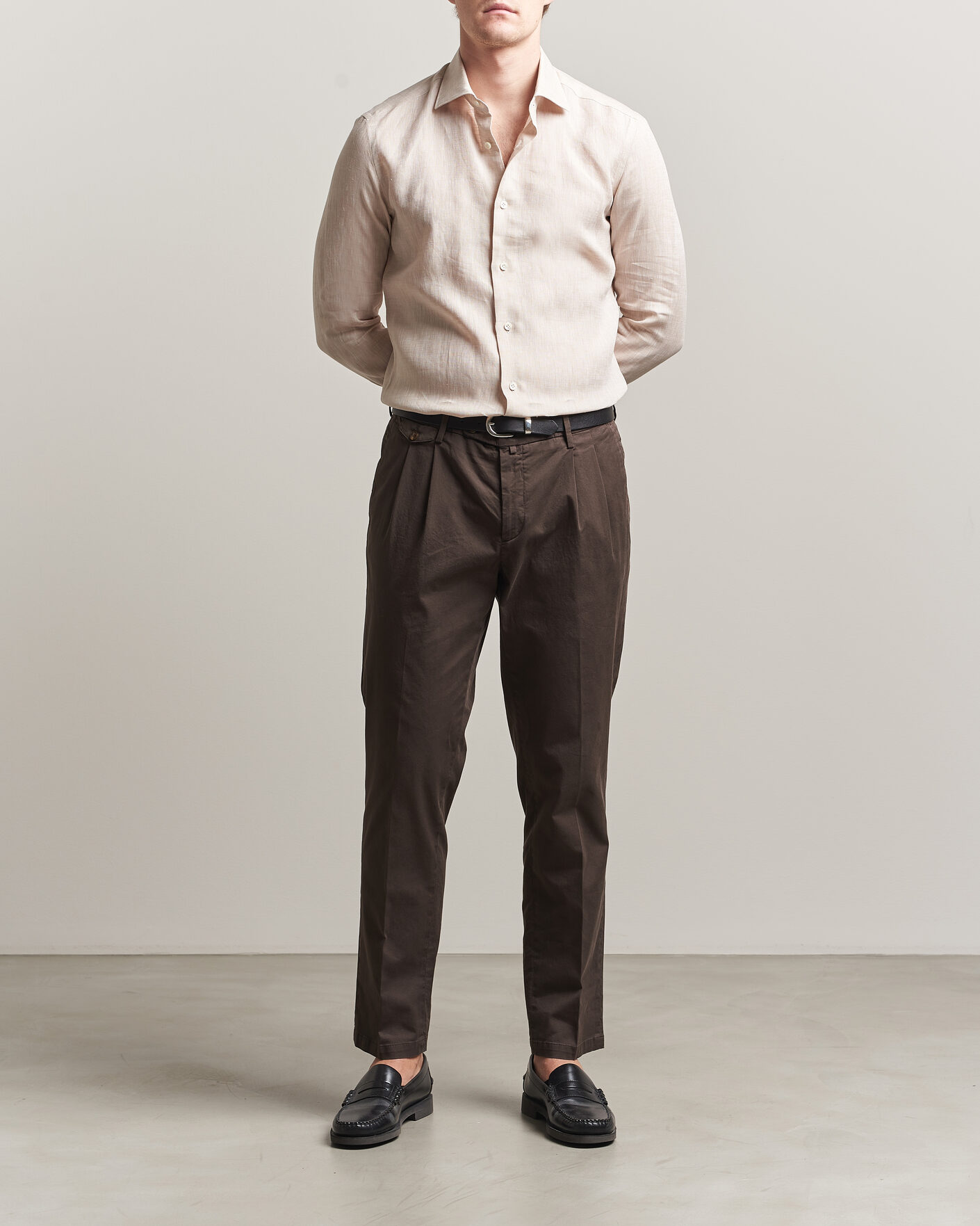Herre | Skjorter | Mazzarelli | Soft Linen Shirt Beige