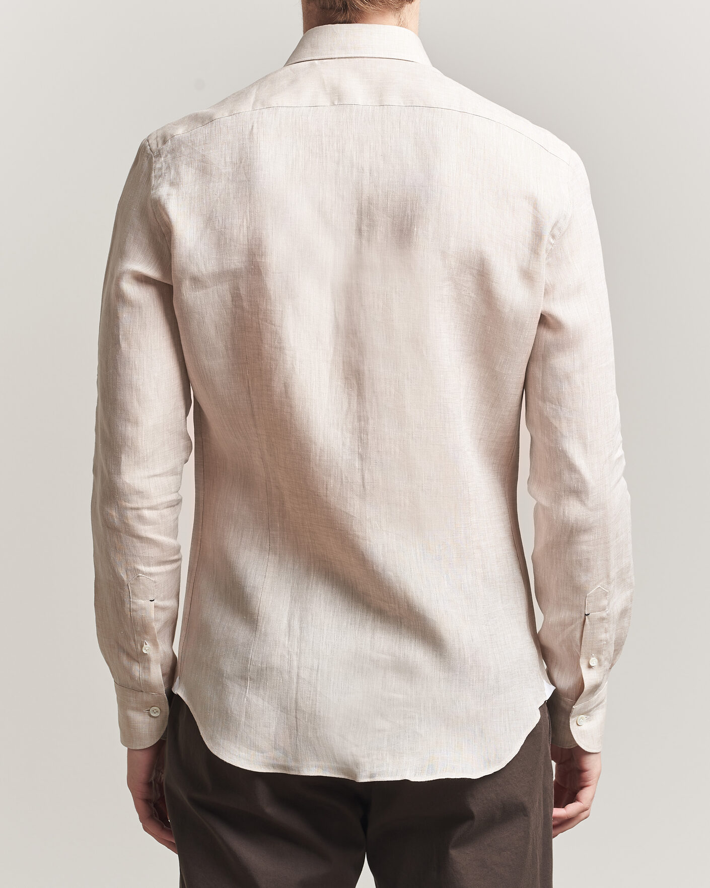 Herre | Skjorter | Mazzarelli | Soft Linen Shirt Beige
