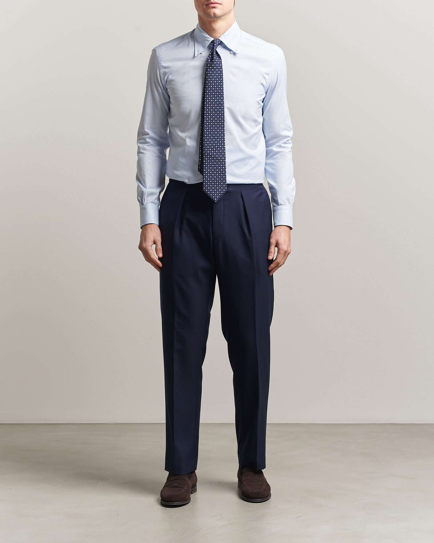 Herre | Skjorter | Mazzarelli | Soft Oxford Button Down Shirt Light Blue