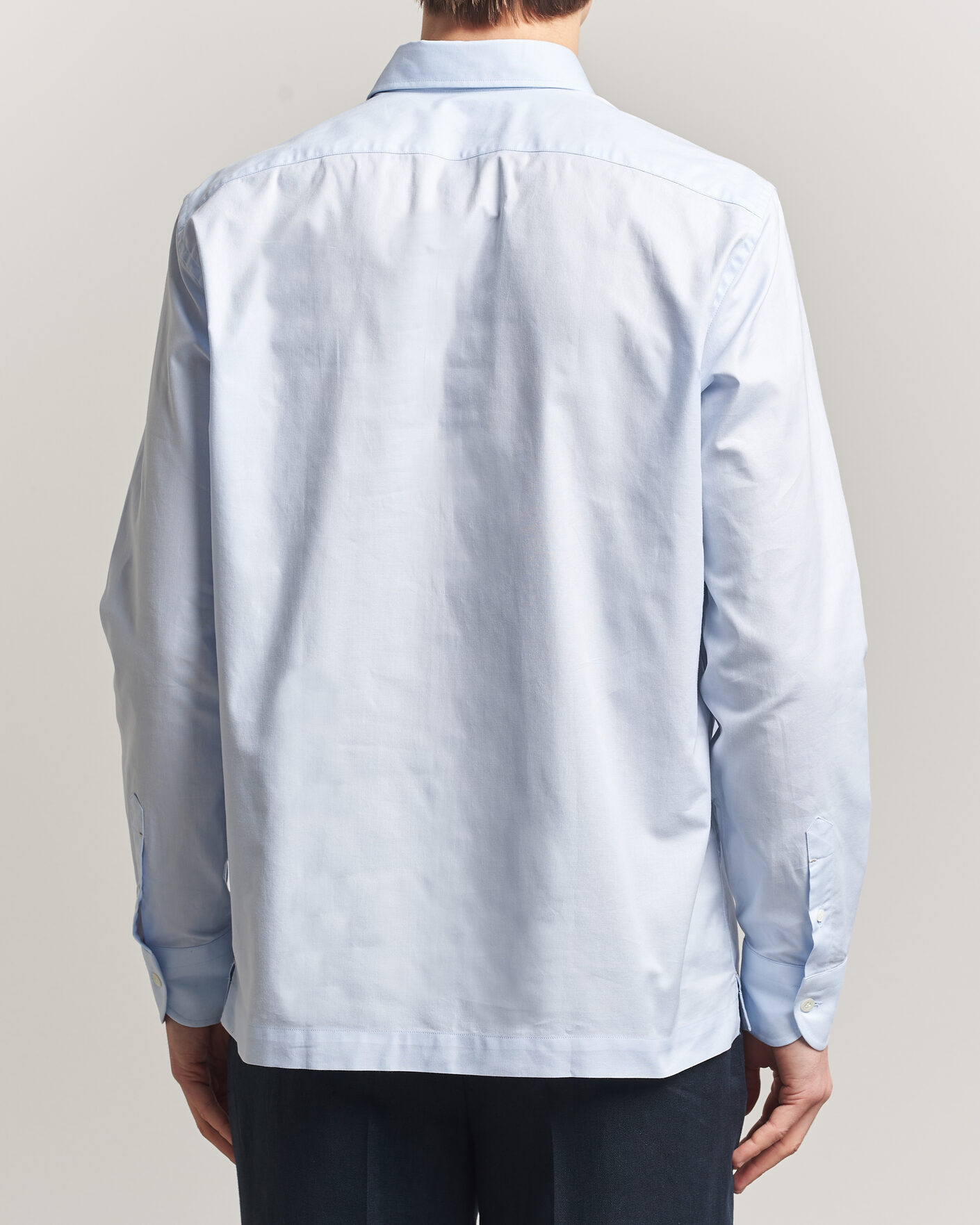 Herre | Skjorter | Mazzarelli | Soft Oxford Popover Shirt Light Blue