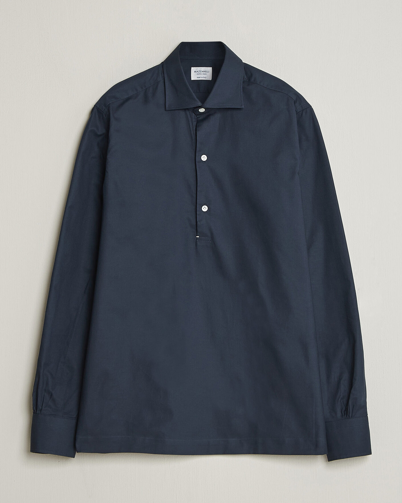 Herre | Skjorter | Mazzarelli | Soft Oxford Popover Shirt Navy