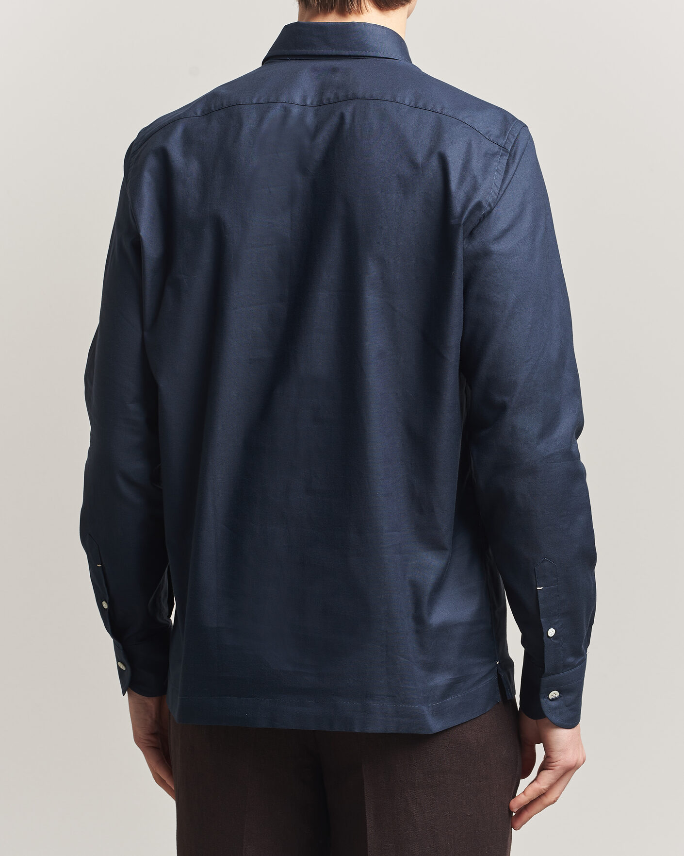 Herre | Skjorter | Mazzarelli | Soft Oxford Popover Shirt Navy