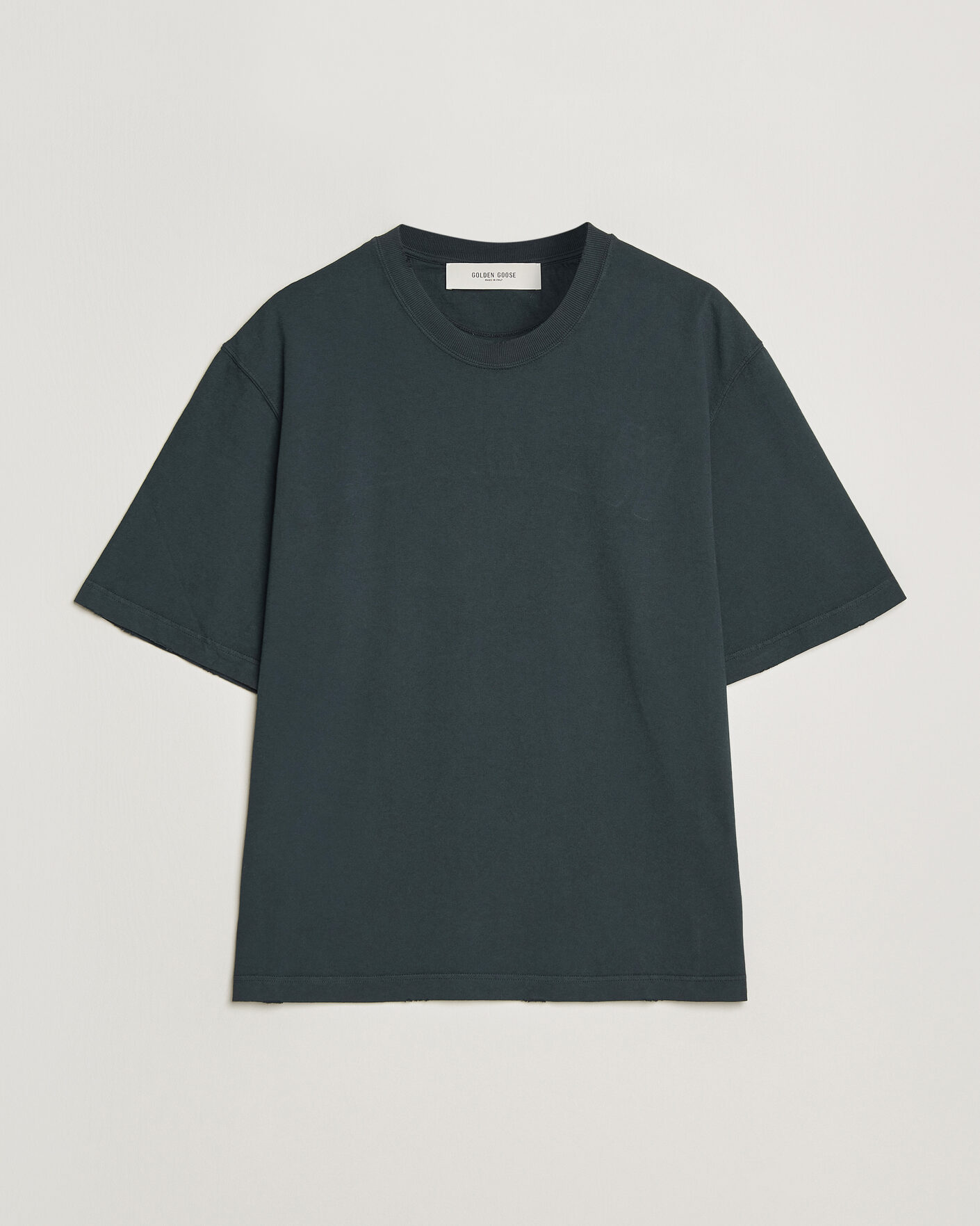 Herre | T-Shirts | Golden Goose | Relaxed Fit Cotton T-Shirt Washed Black