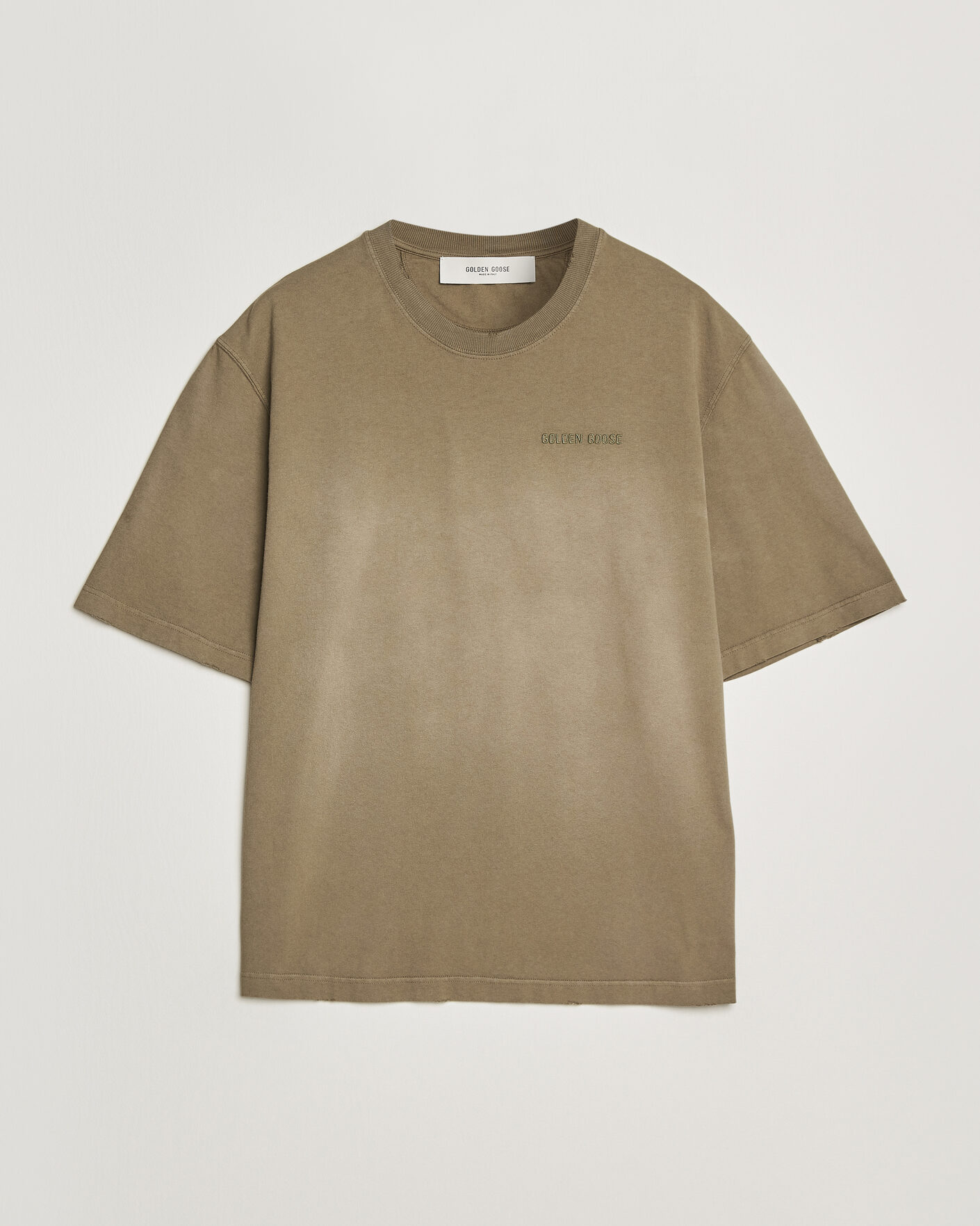 Herre | T-Shirts | Golden Goose | Journey Dyed Cotton T-Shirt Washed Beige
