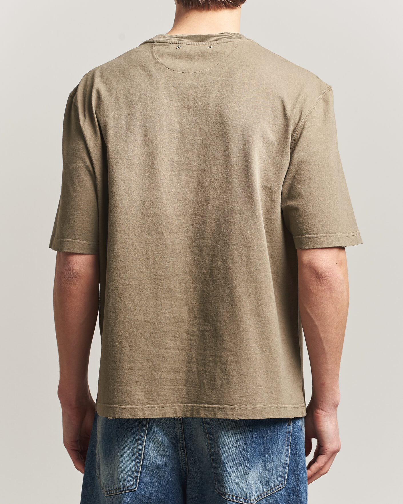 Herre | T-Shirts | Golden Goose | Journey Dyed Cotton T-Shirt Washed Beige