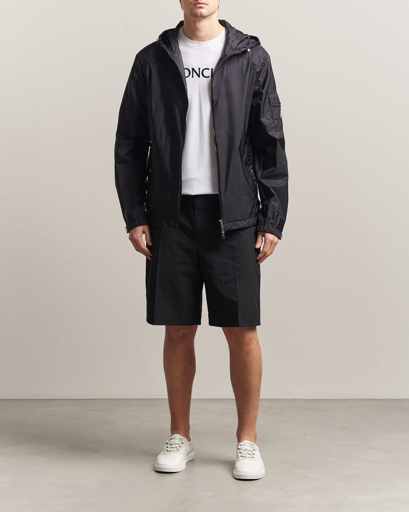 Herre | Shorts | Moncler | Lightweight Seersucker Shorts Black