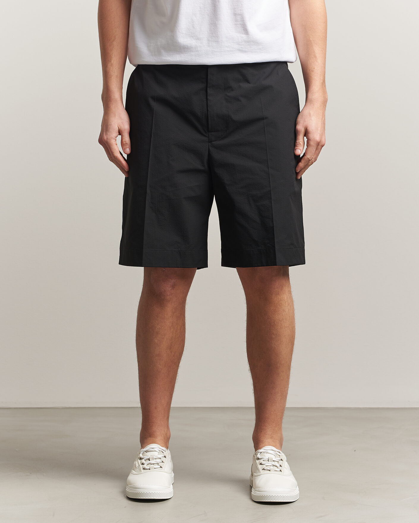 Herre | Shorts | Moncler | Lightweight Seersucker Shorts Black