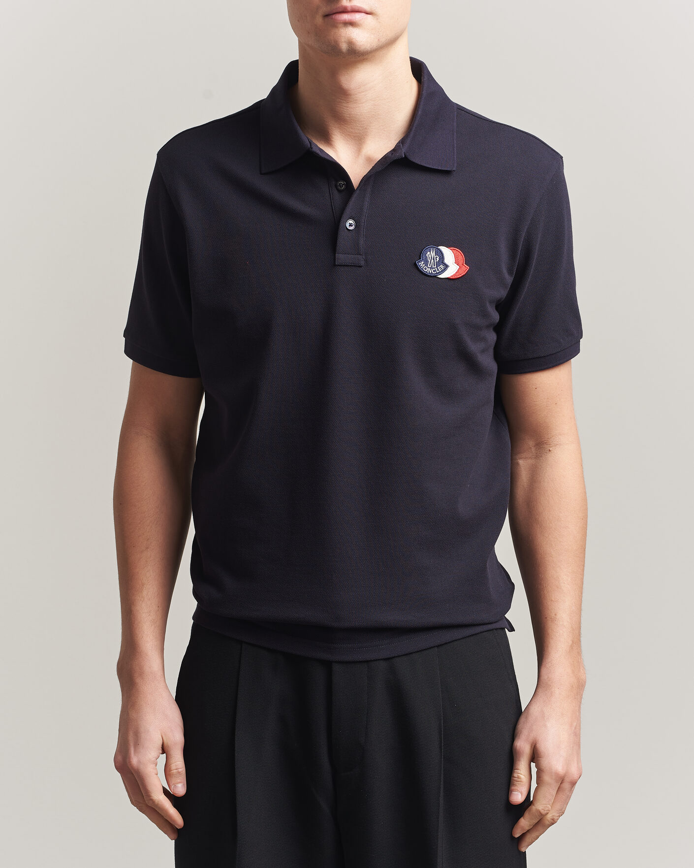 Herre | Pikéer | Moncler | Tricolore Logo Polo Navy