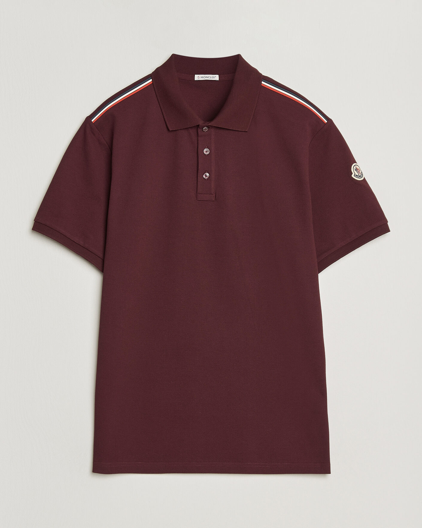 Herre | Pikéer | Moncler | Tricolore Shoulder Polo Burgundy