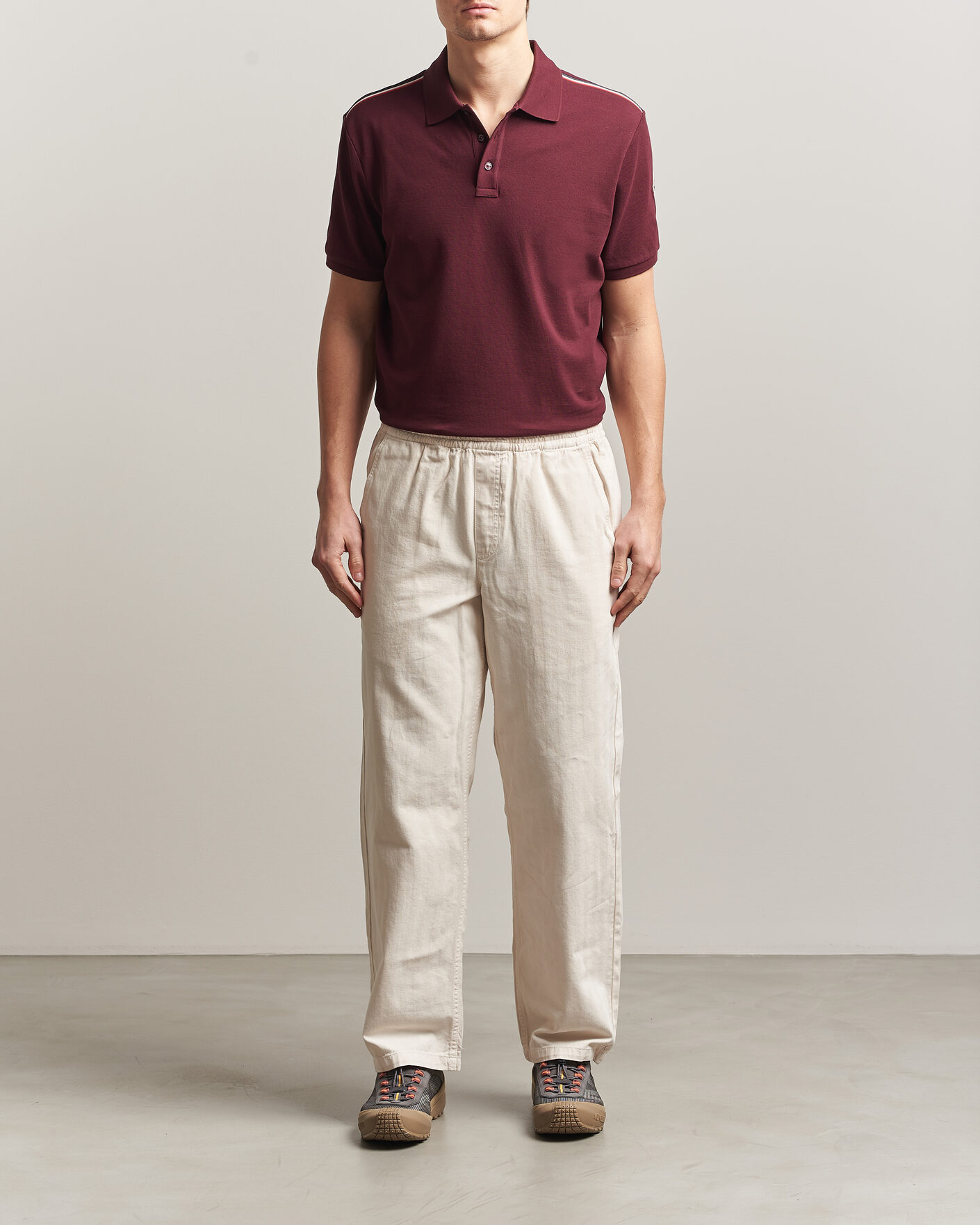 Herre | Pikéer | Moncler | Tricolore Shoulder Polo Burgundy