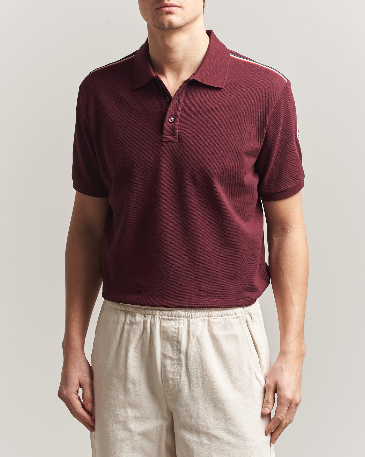 Herre | Pikéer | Moncler | Tricolore Shoulder Polo Burgundy