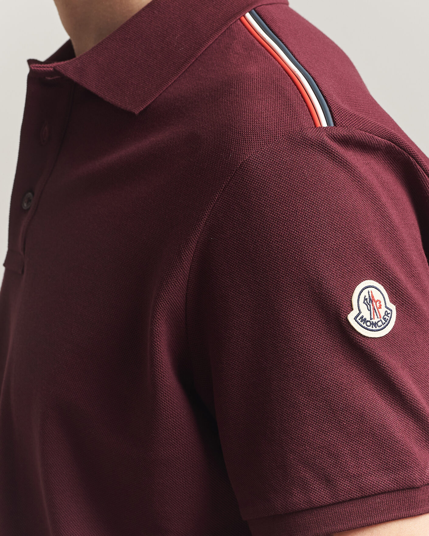 Herre | Pikéer | Moncler | Tricolore Shoulder Polo Burgundy