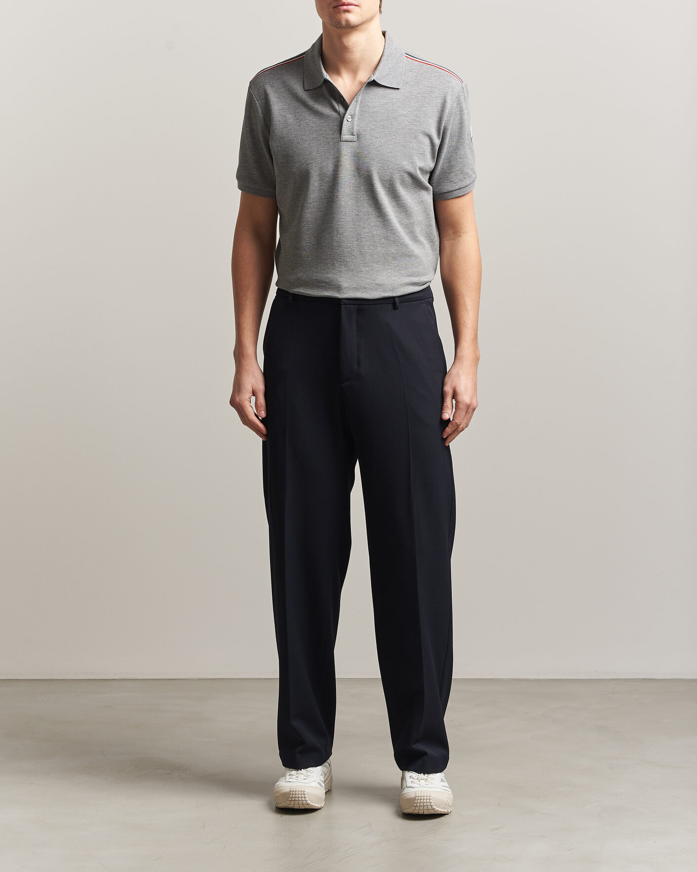 Herre | Pikéer | Moncler | Tricolore Shoulder Polo Light Grey