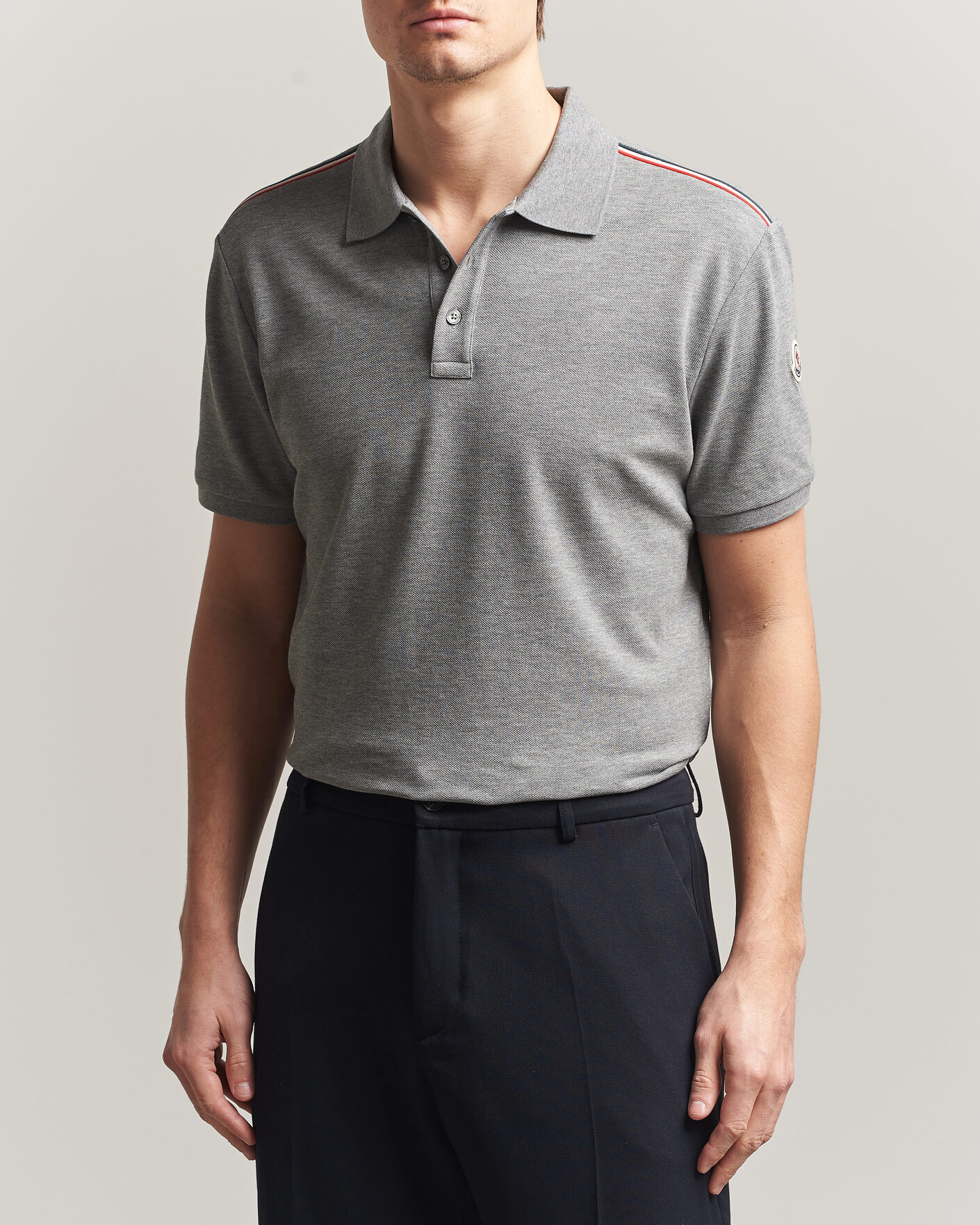 Herre | Pikéer | Moncler | Tricolore Shoulder Polo Light Grey