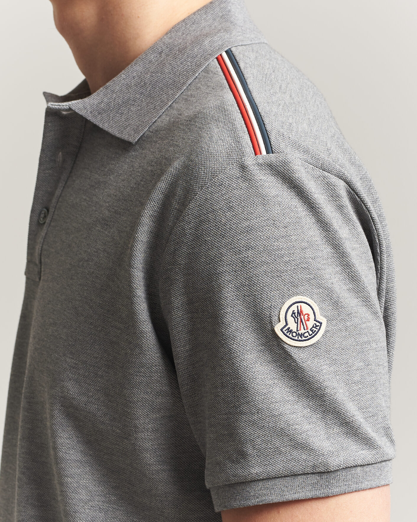 Herre | Pikéer | Moncler | Tricolore Shoulder Polo Light Grey