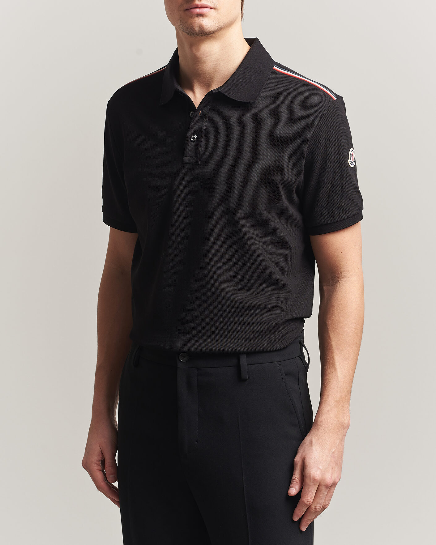 Herre | Pikéer | Moncler | Tricolore Shoulder Polo Black