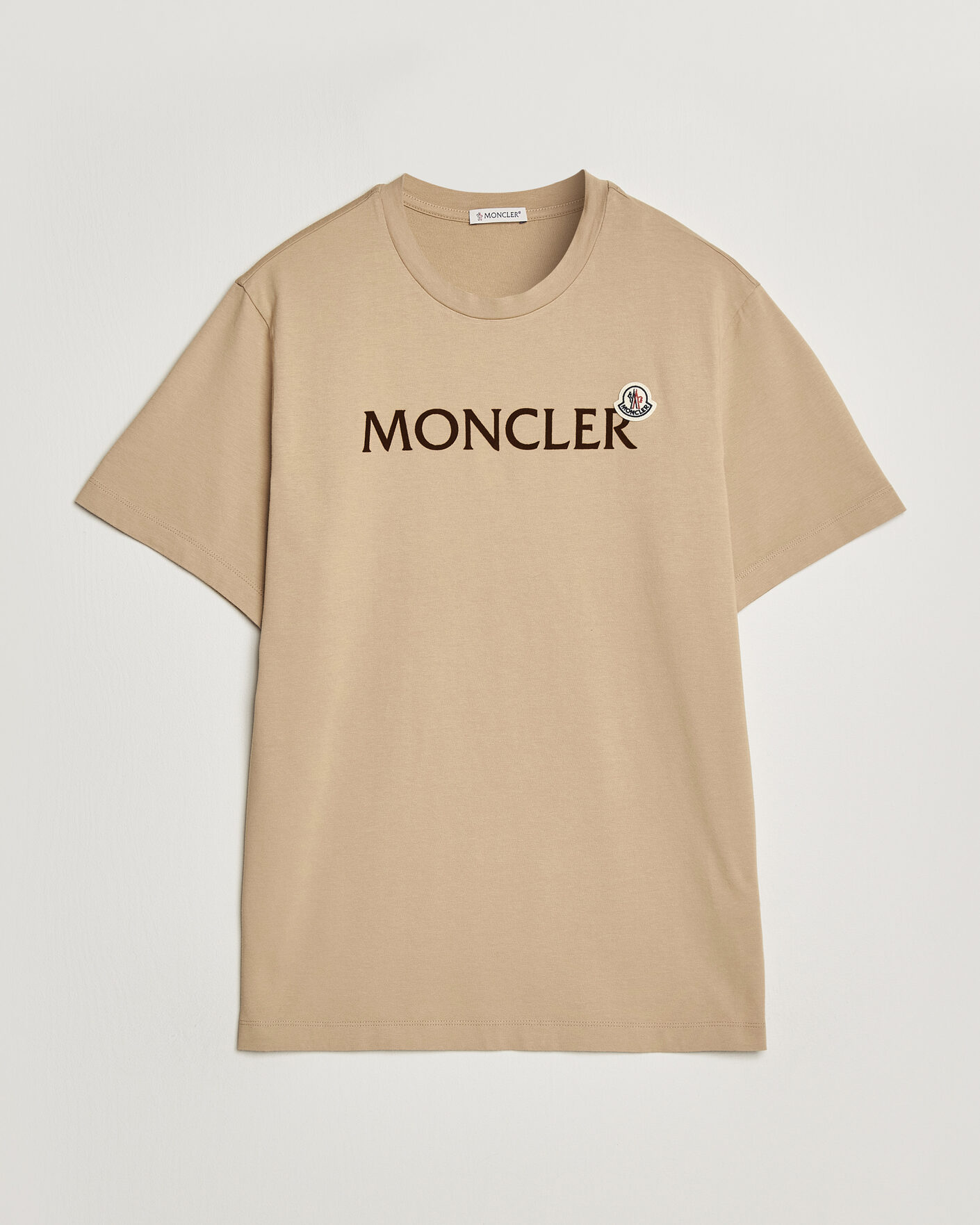 Herre | T-Shirts | Moncler | Lettering Logo T-Shirt Beige