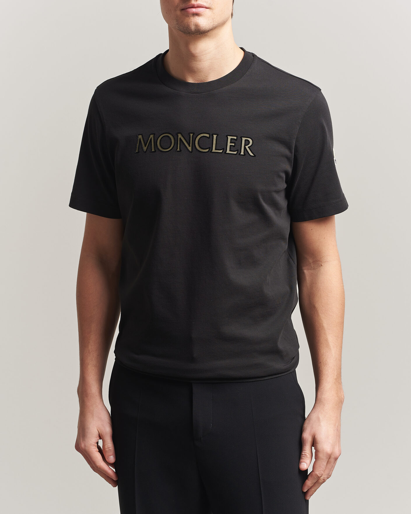 Herre | T-Shirts | Moncler | Flock Print Logo T-Shirt Black