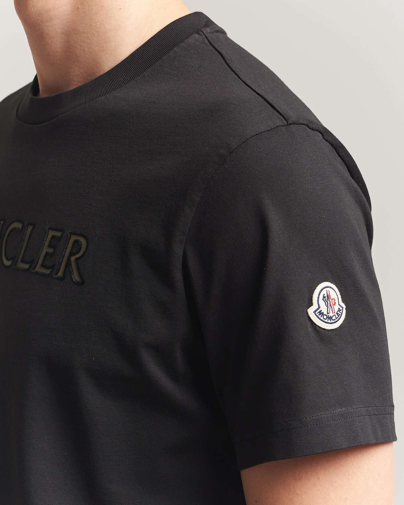 Herre | T-Shirts | Moncler | Flock Print Logo T-Shirt Black
