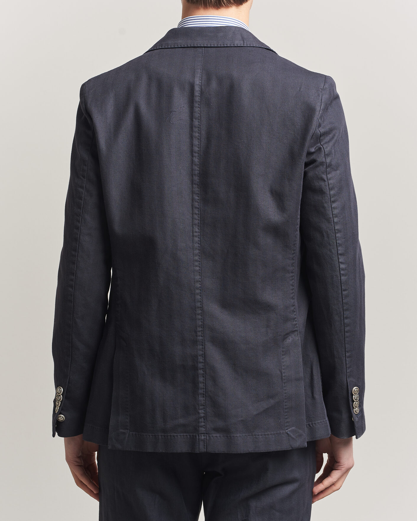 Herre | Dressjakker | Morris | Cotton Herringbone Double Breasted Blazer Blue