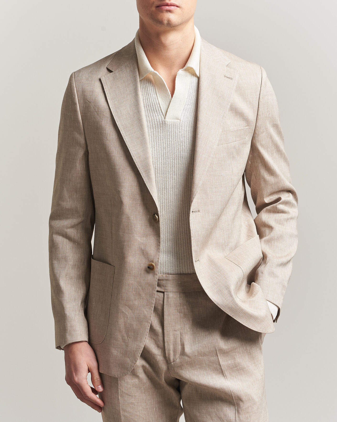 Herre | Dressjakker | Morris | Linen Suit Blazer Khaki