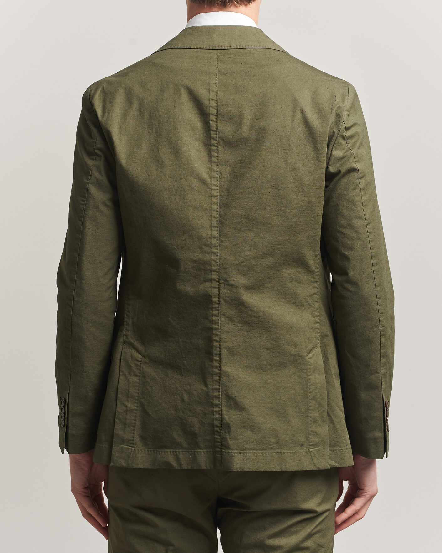 Herre | Dressjakker | Morris | Washed Cotton Suit Blazer Olive