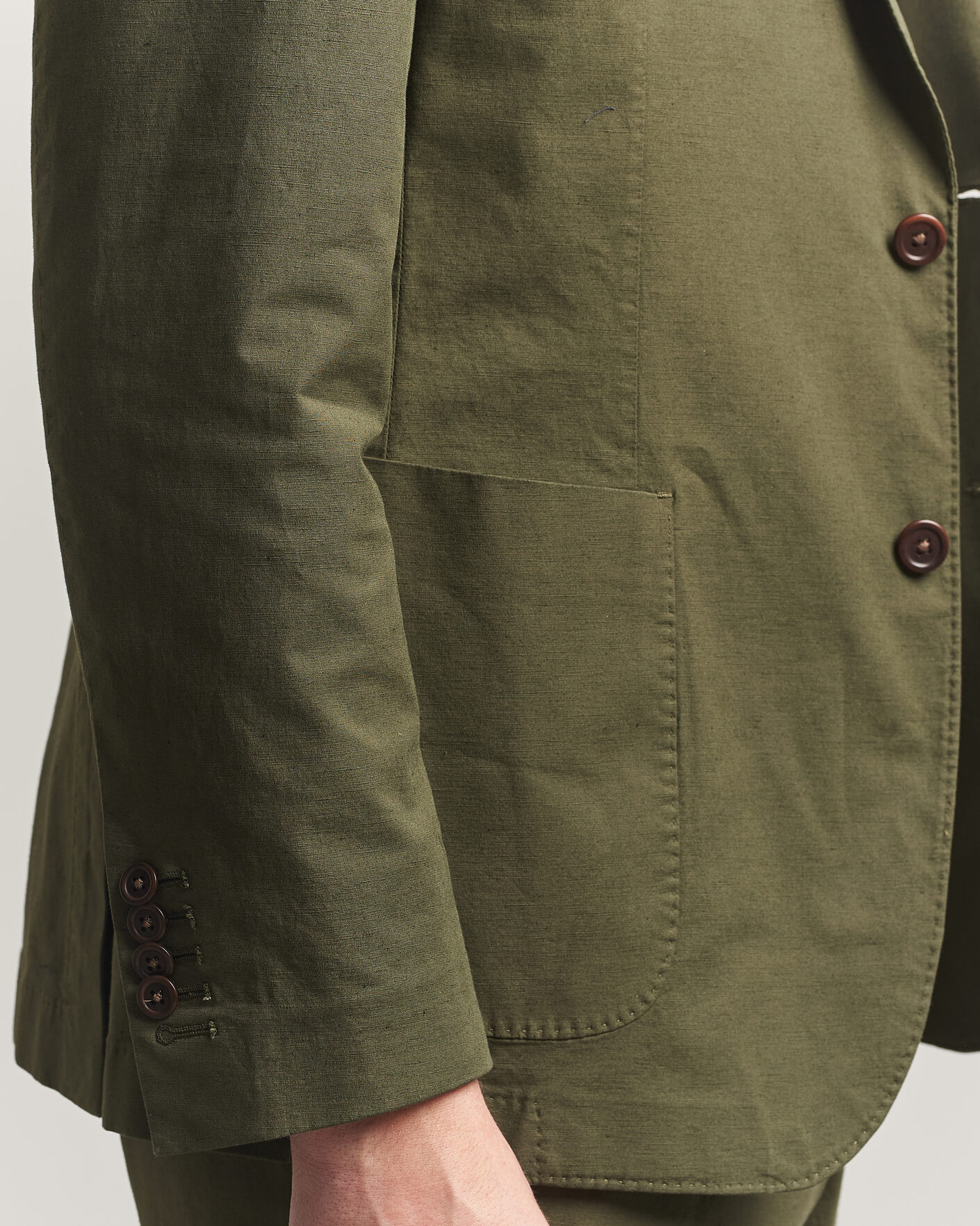 Herre | Dressjakker | Morris | Washed Cotton Suit Blazer Olive