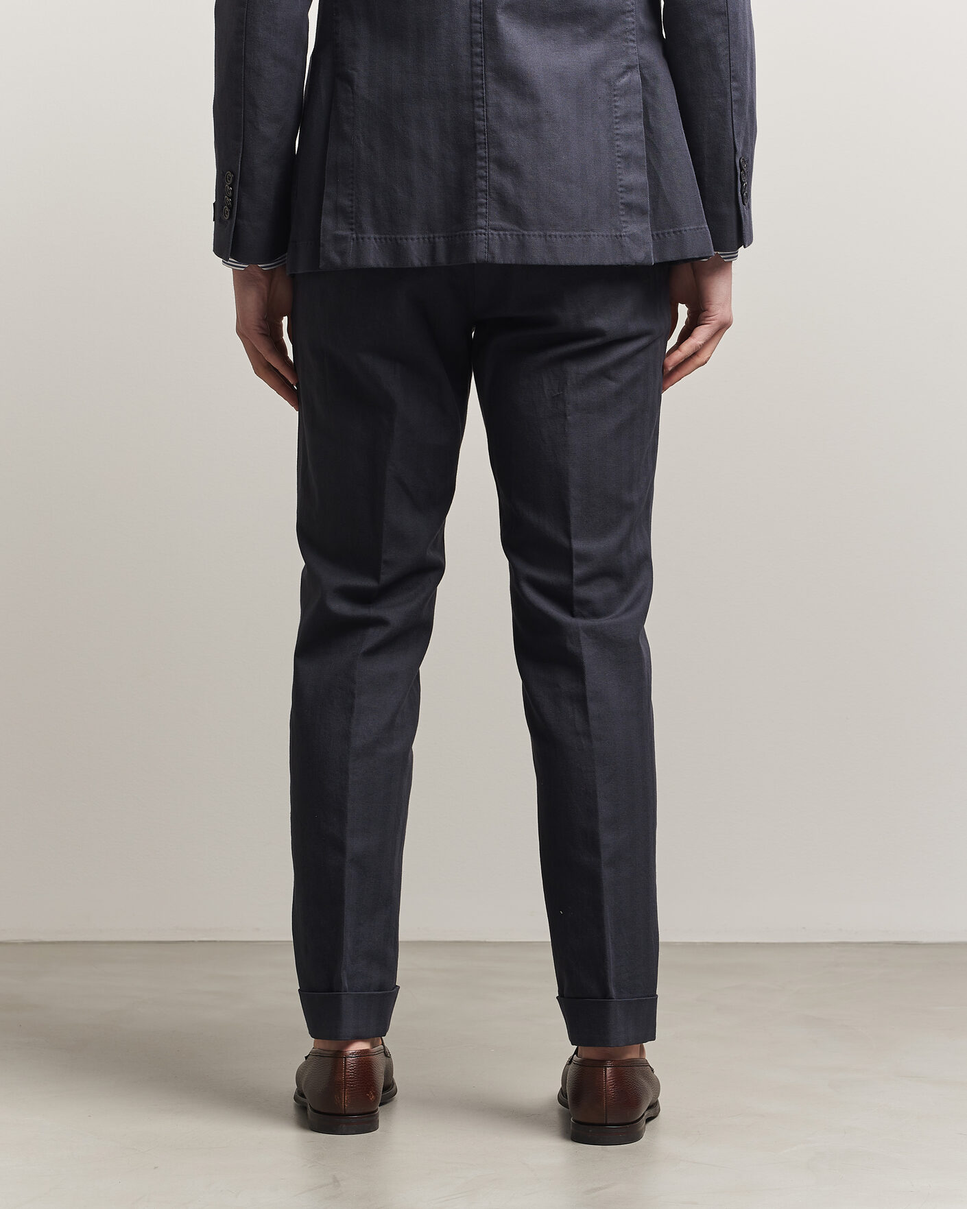 Herre | Bukser | Morris | Jack Herringbone Cotton Trousers Blue