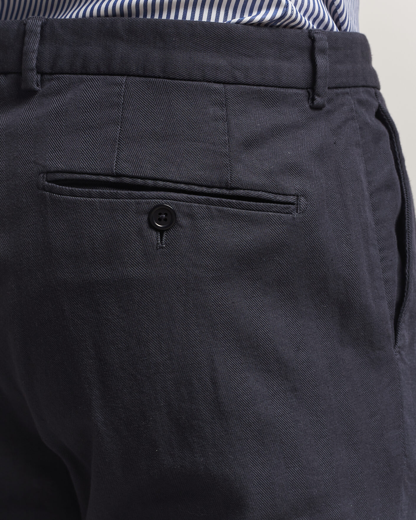 Herre | Bukser | Morris | Jack Herringbone Cotton Trousers Blue