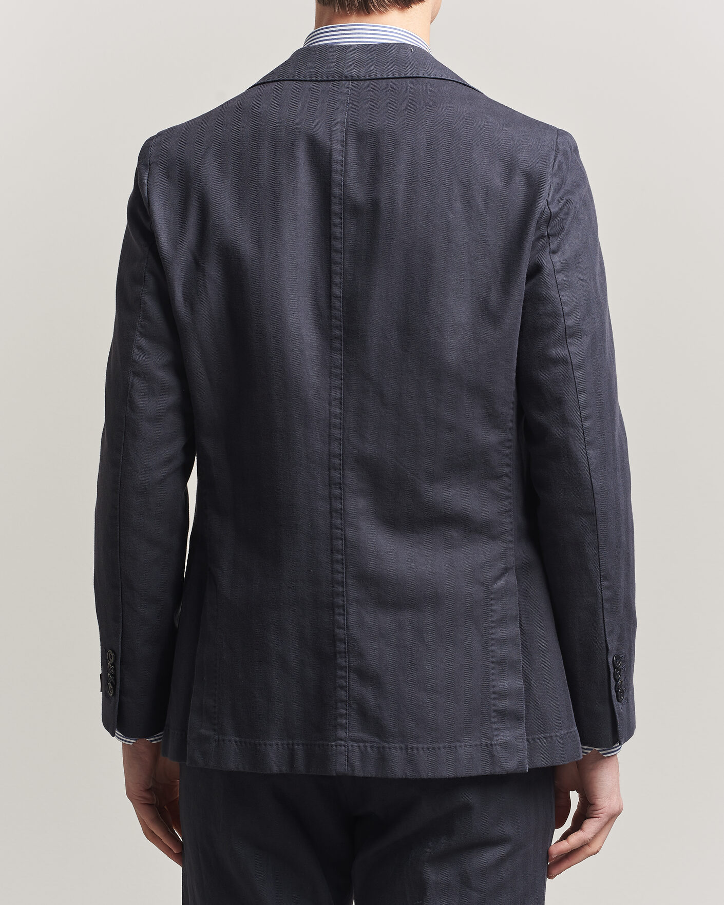 Herre | Dressjakker | Morris | Washed Cotton Herringbone Blazer Navy