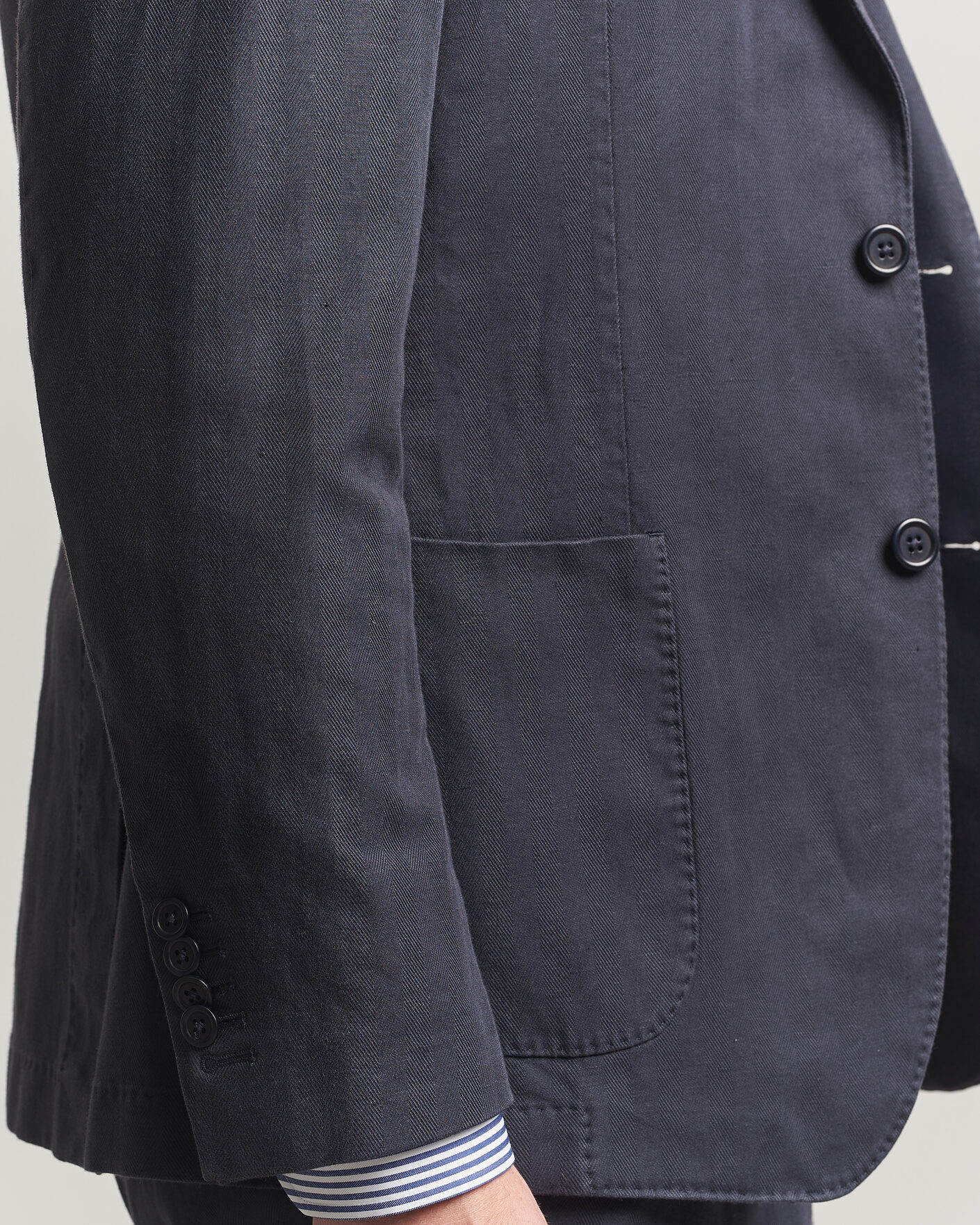 Herre | Dressjakker | Morris | Washed Cotton Herringbone Blazer Navy