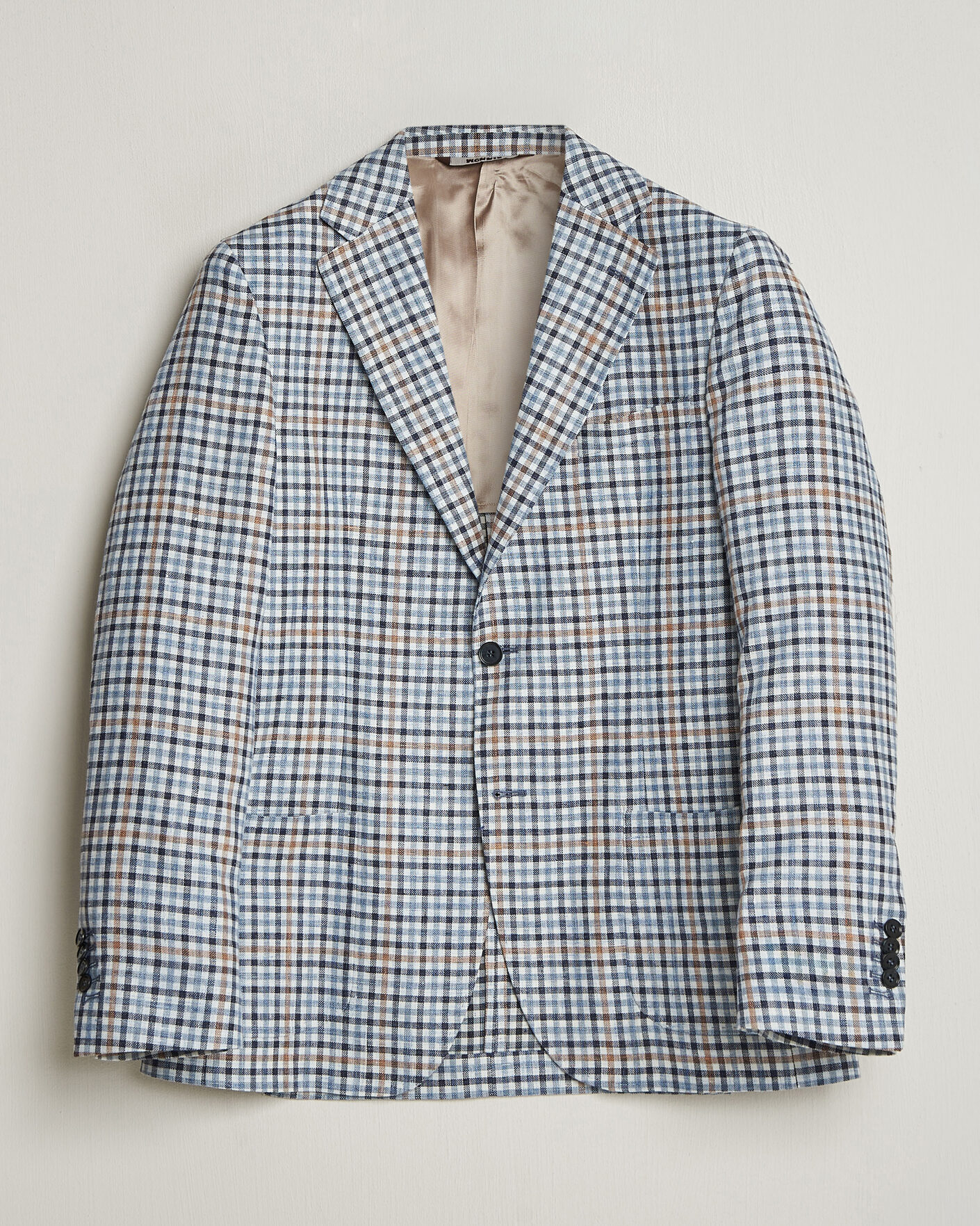 Herre | Dressjakker | Morris | Linen Cotton Checked Blazer Blue