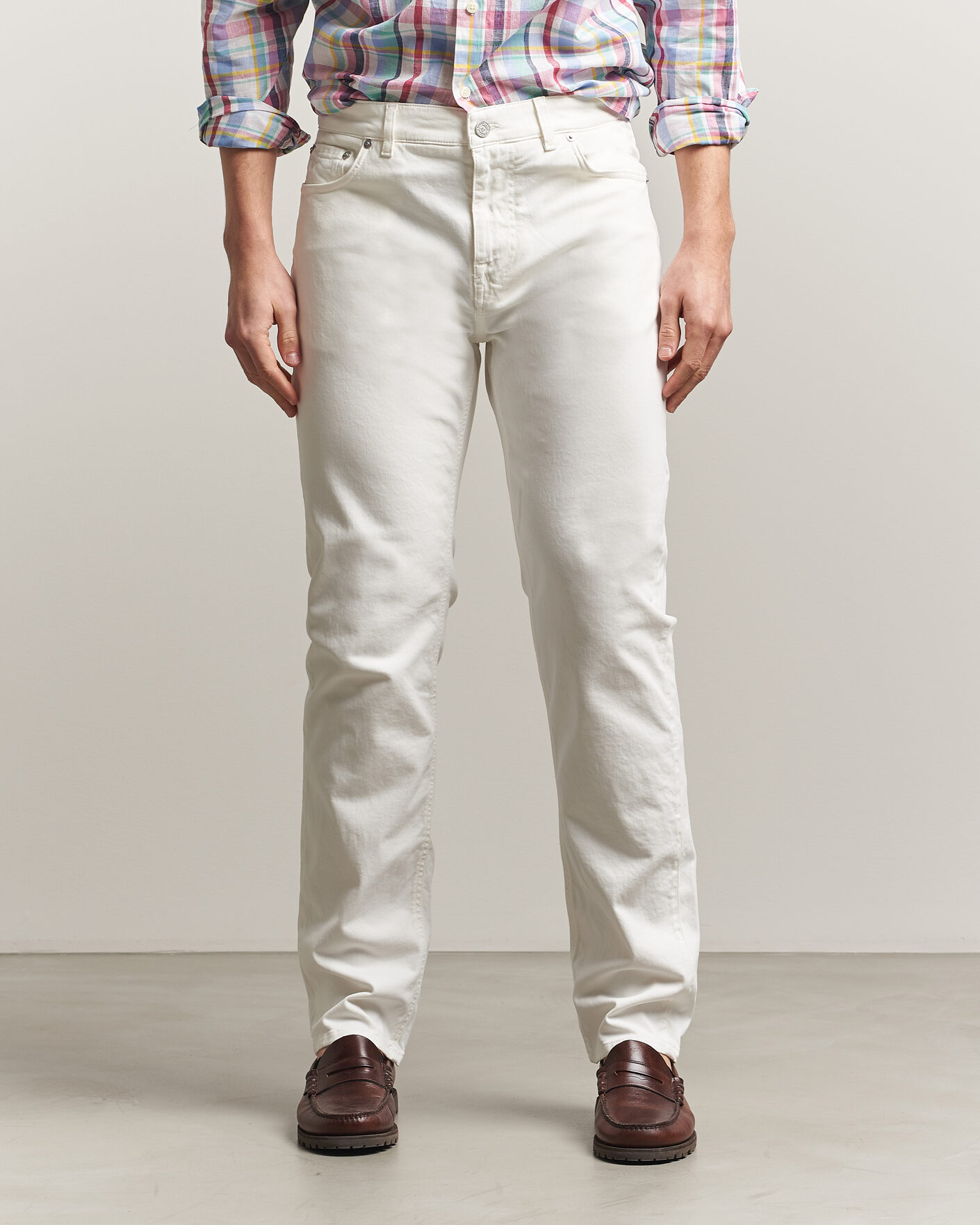 Herre | Jeans | Morris | James Brushed 5-Pocket Jeans Off White