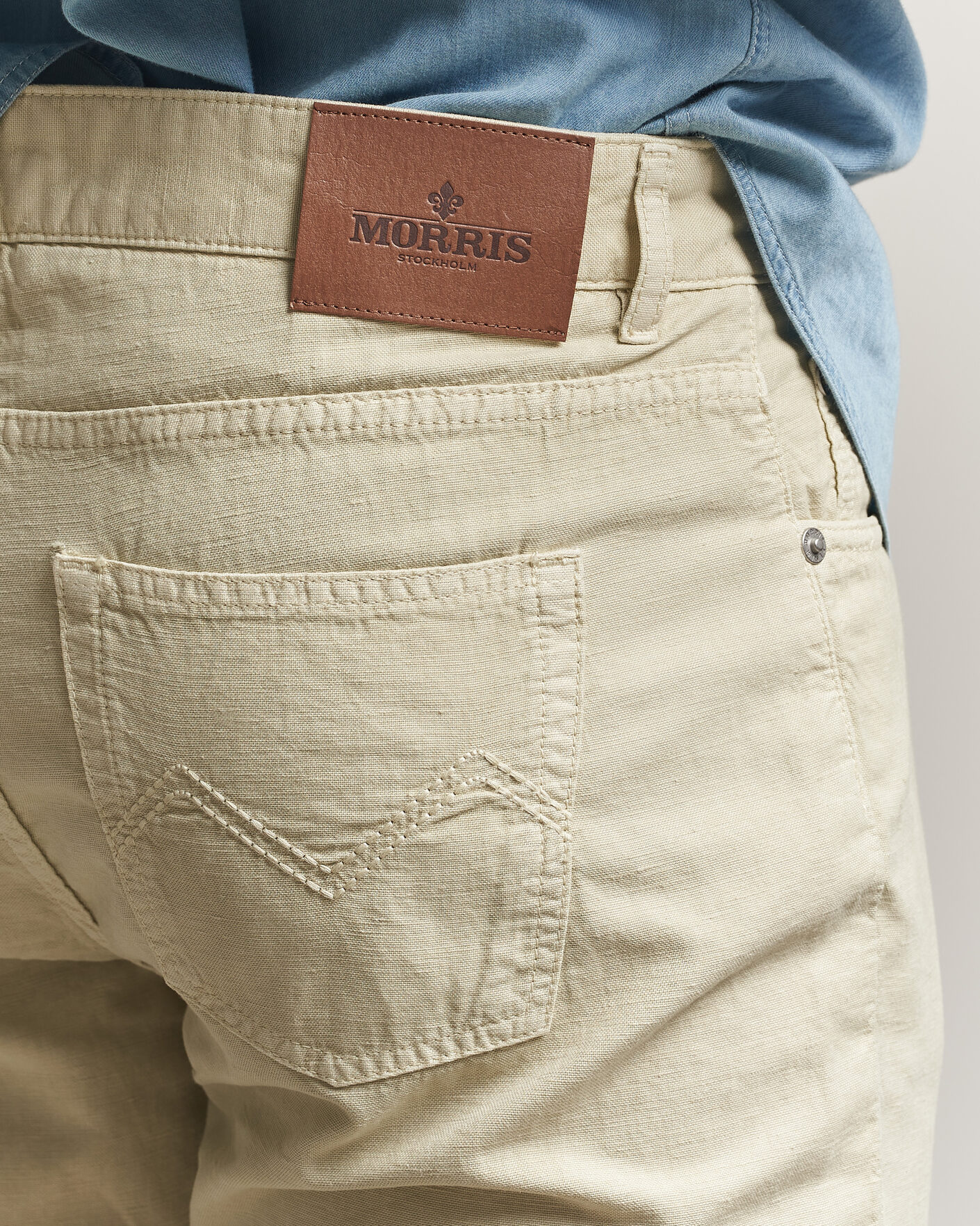 Herre | Bukser | Morris | James Washed Linen 5-Pocket Pants Khaki