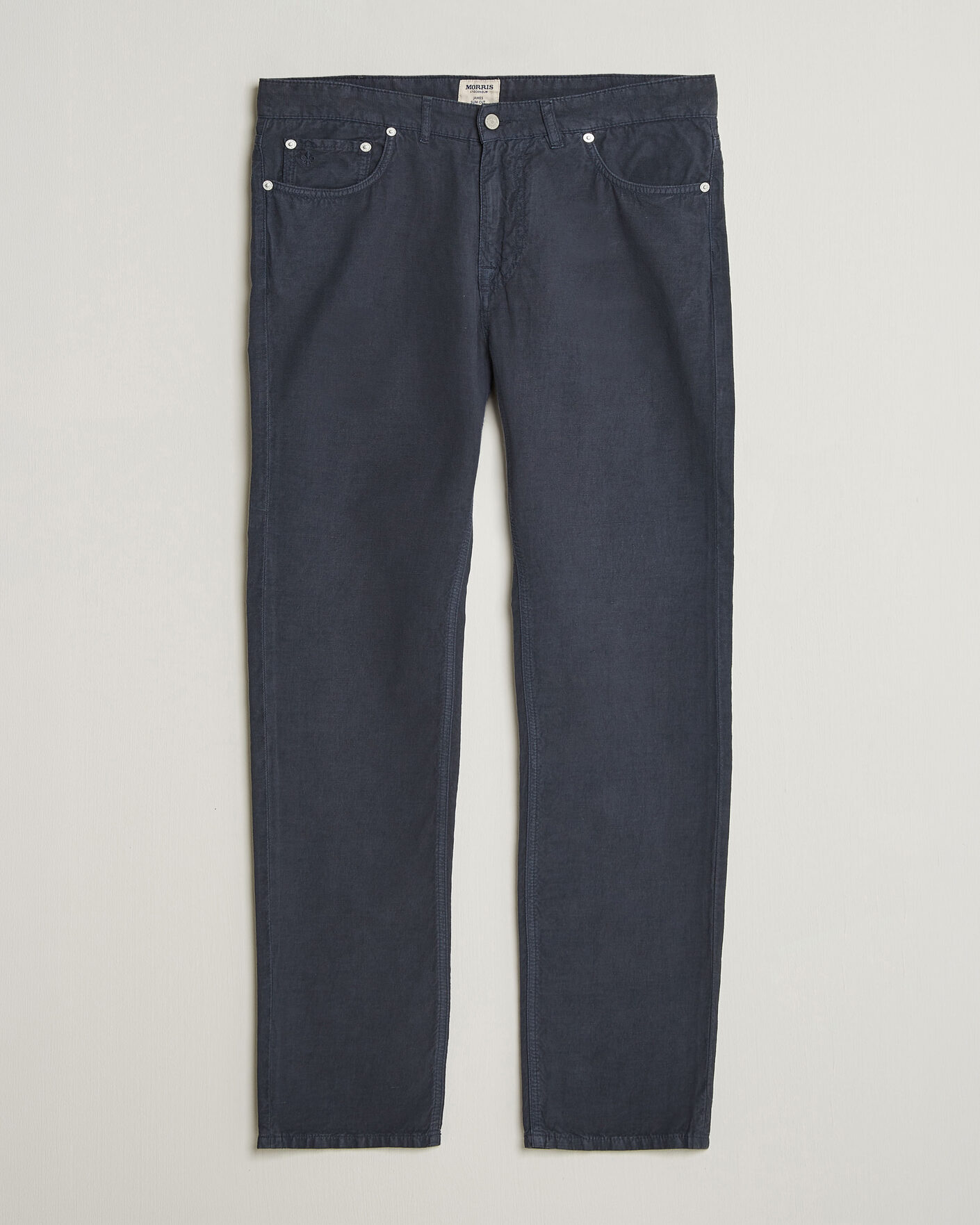Herre | Bukser | Morris | James Washed Linen 5-Pocket Pants Dark Blue