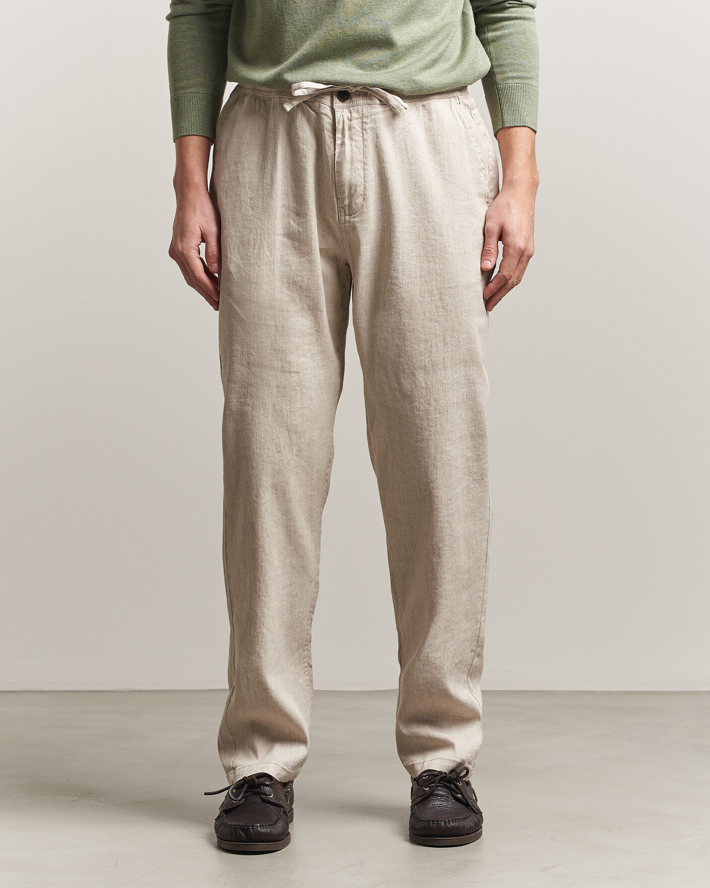 Herre | Bukser | Morris | Fenix Linen Trousers Khaki