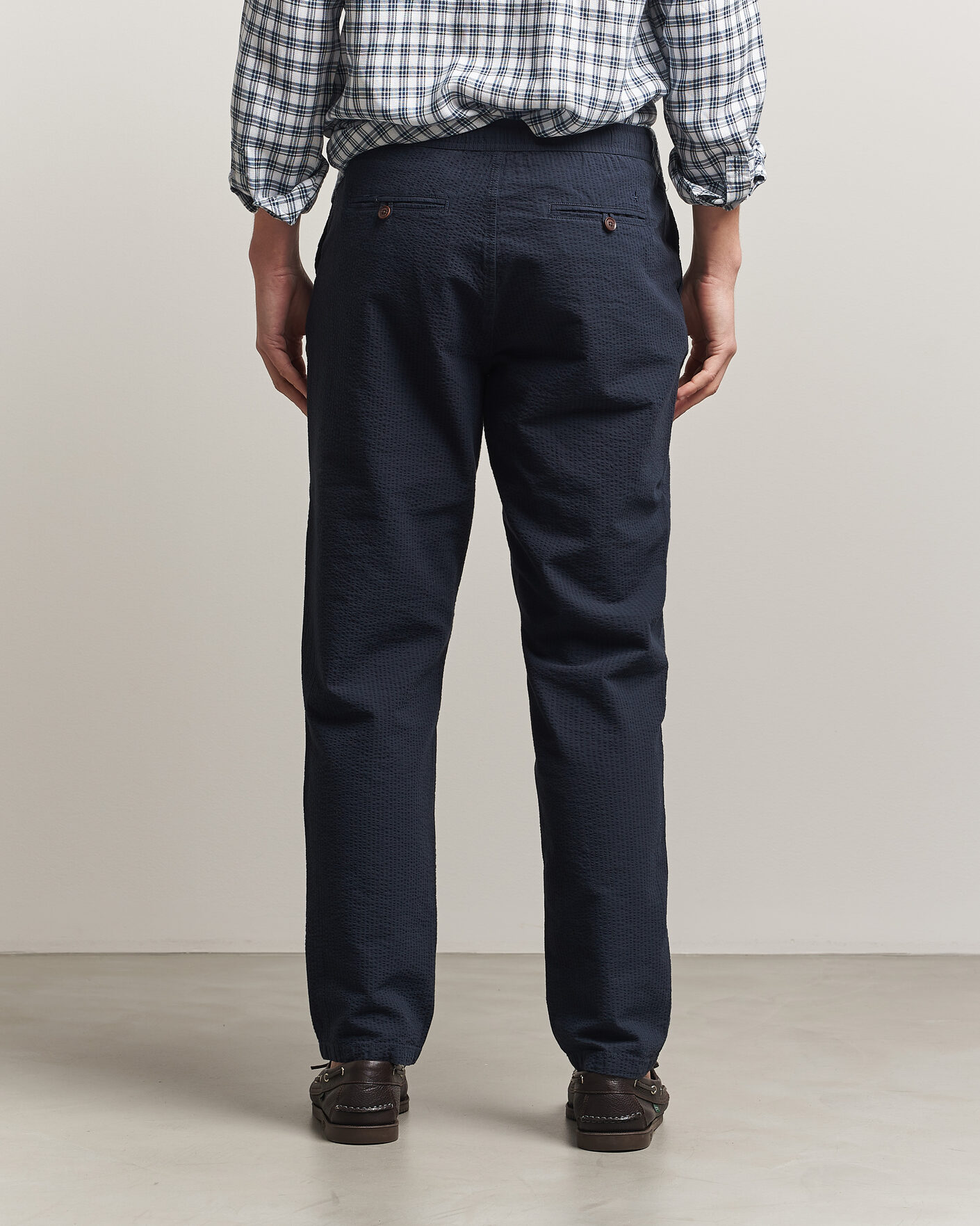 Herre | Bukser | Morris | Fenix Seersucker Trousers Dark Blue