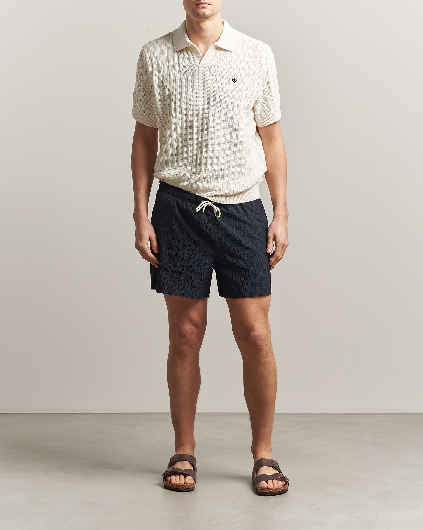 Herre | Badeshorts | Morris | Seersucker Bathing Trunks Dark Blue