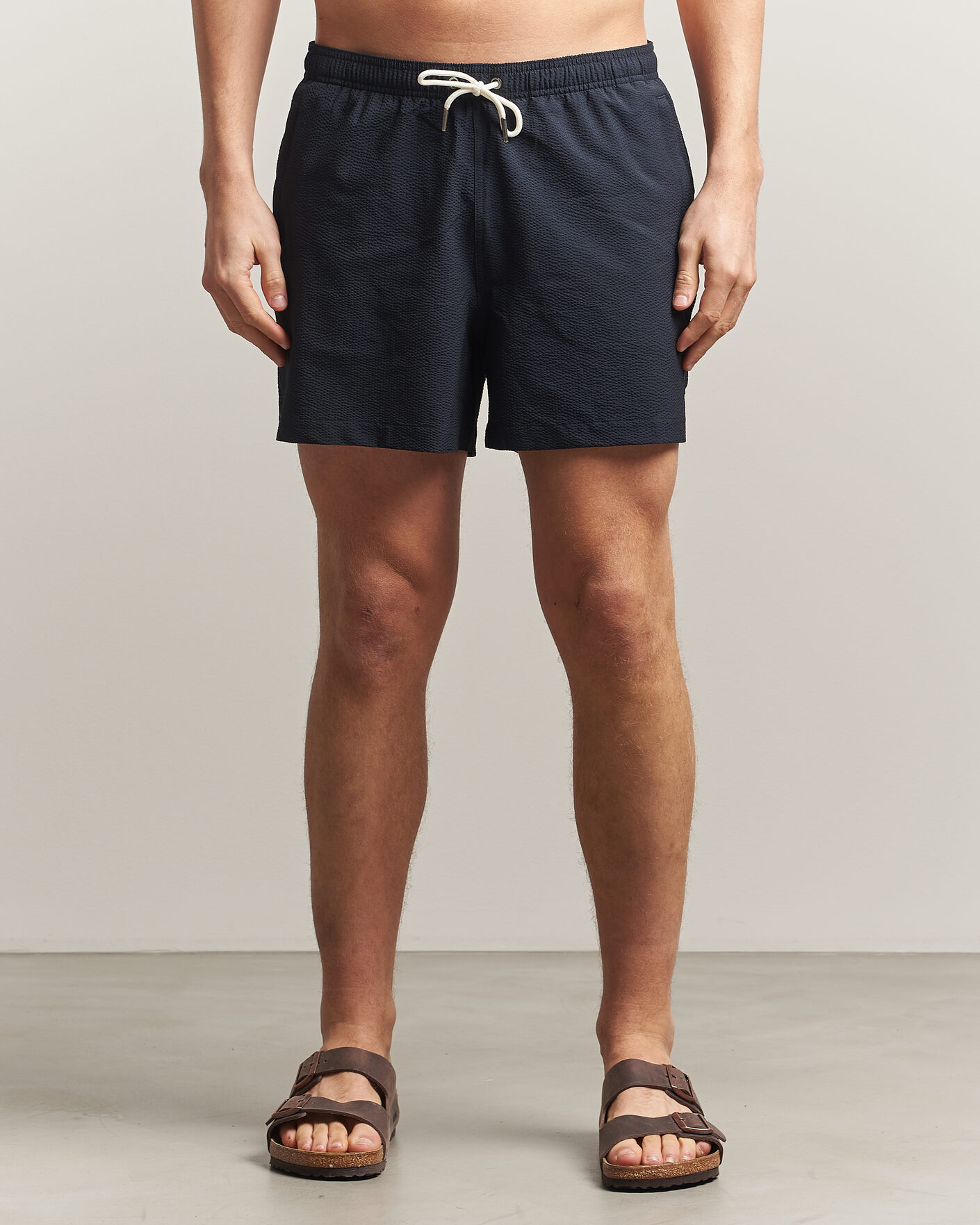 Herre | Badeshorts | Morris | Seersucker Bathing Trunks Dark Blue