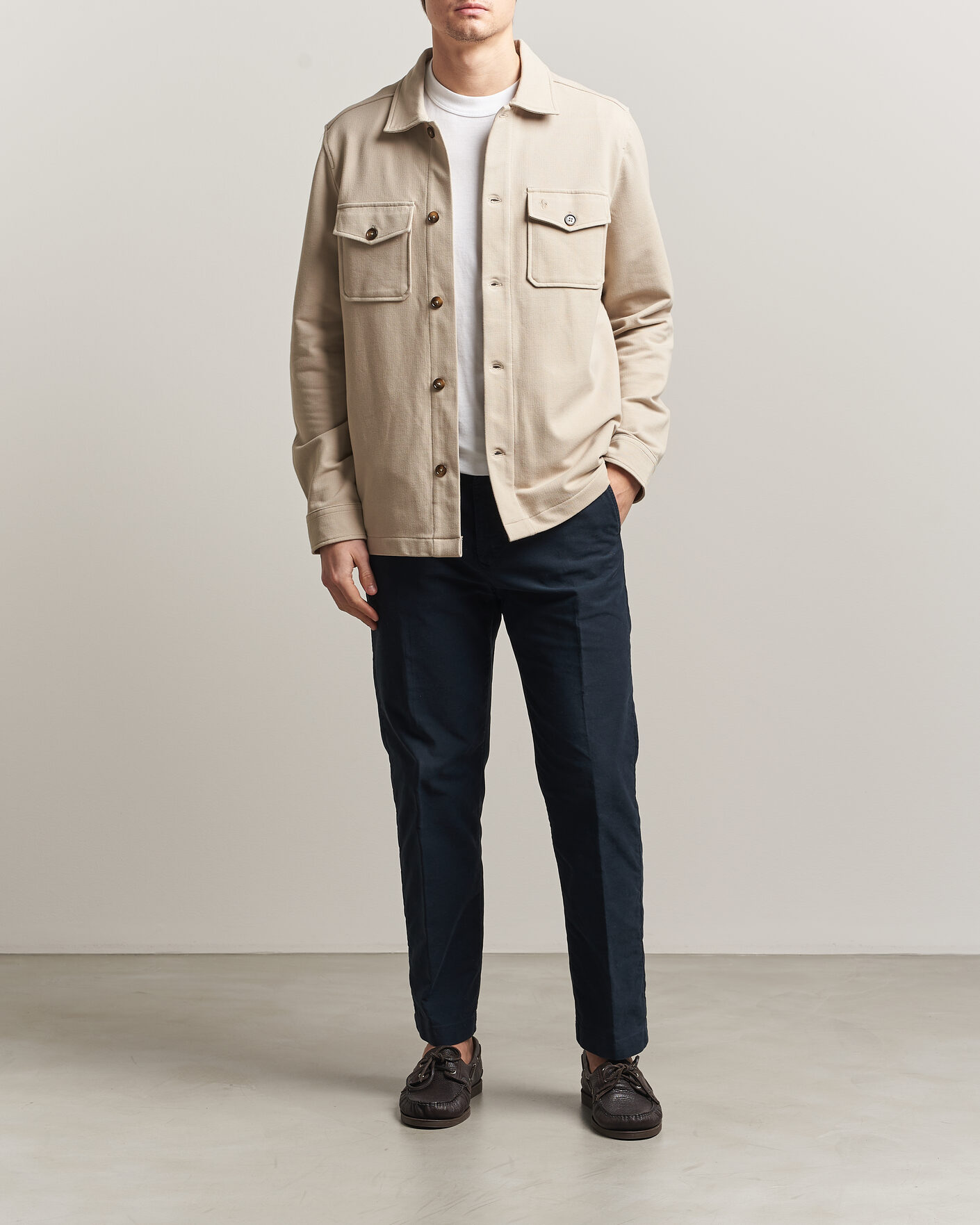 Herre | Skjorter | Morris | Andrew Jersey Overshirt Khaki